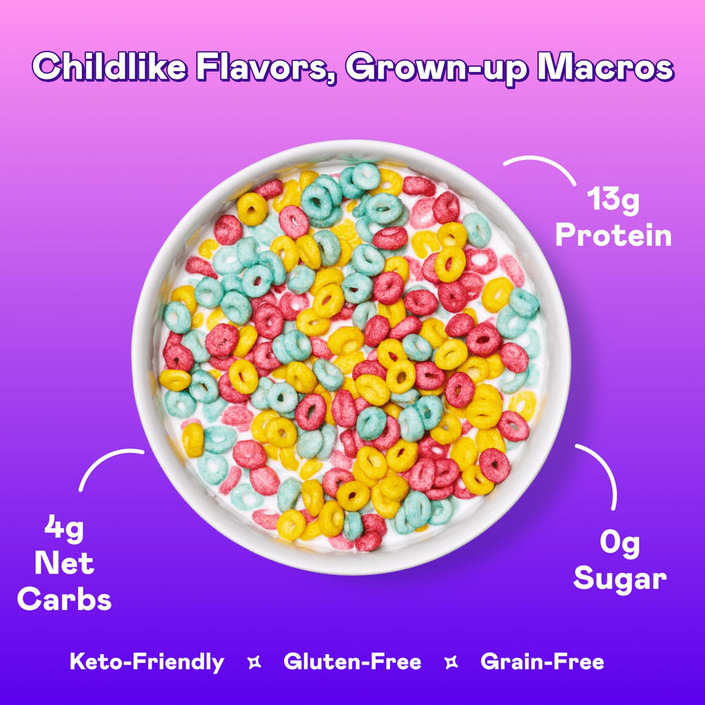 Magic Spoon Fruity pour bowl capturing serving moment for a quick, protein-packed snack