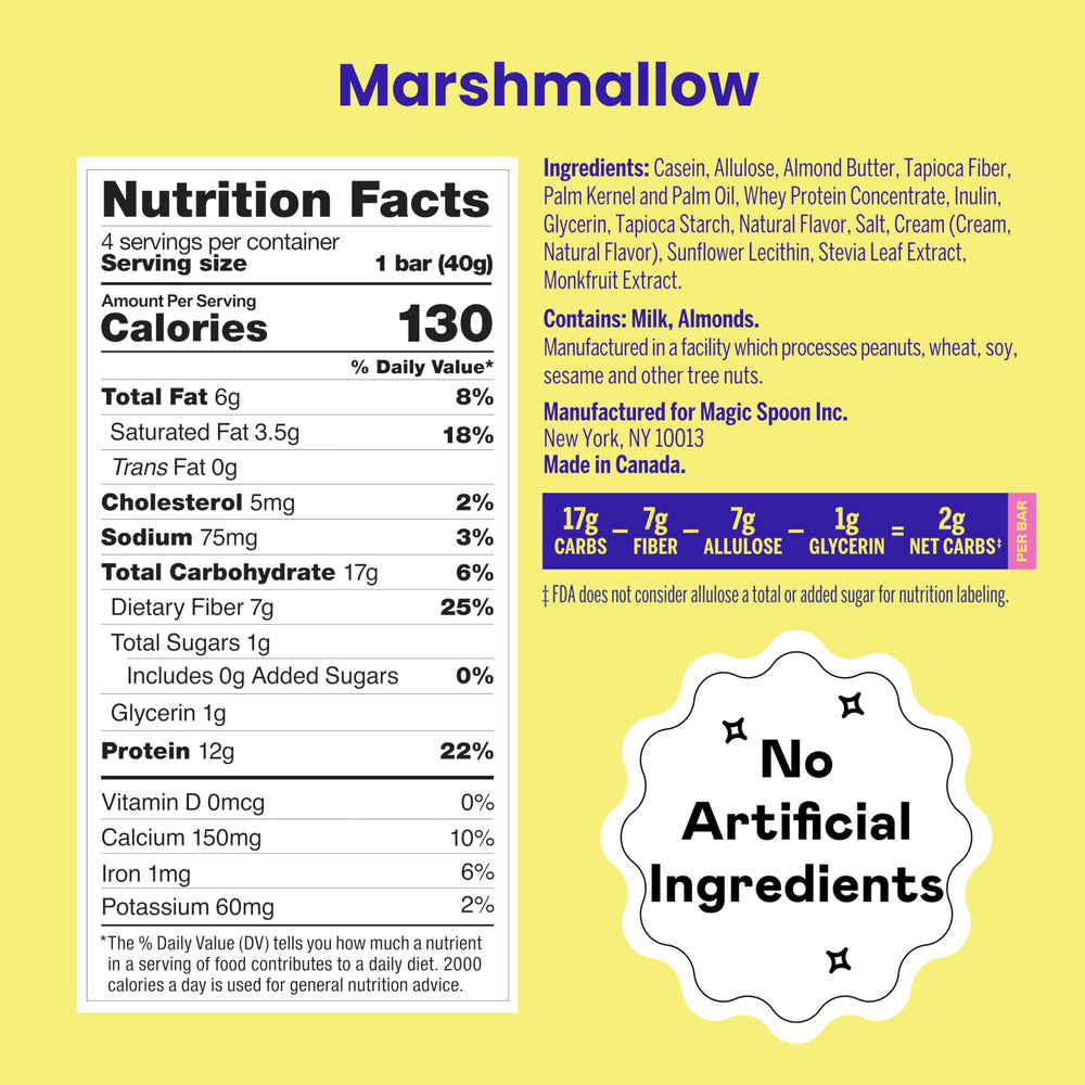 Close-up of Magic Spoon marshmallow bar texture and color