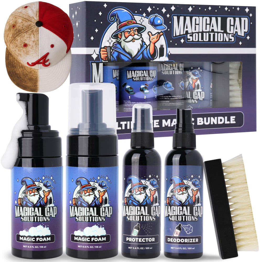 MAGICAL CAP SOLUTIONS hat cleaner foam applied precisely for targeted stain removal