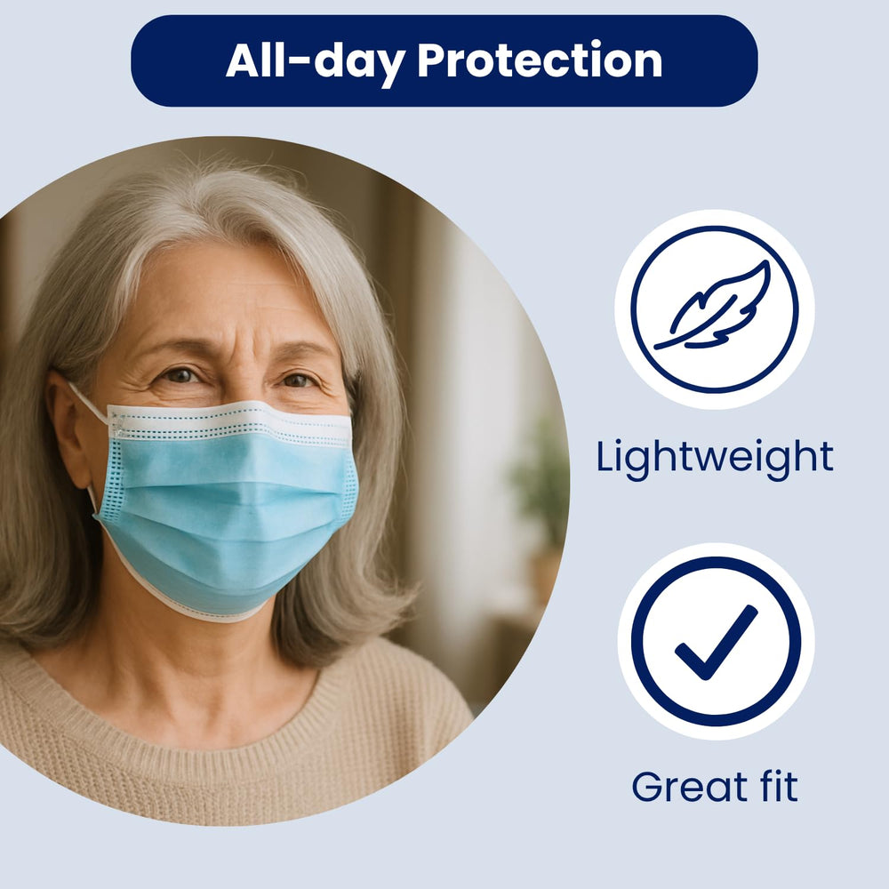 MAGICARE blue face mask inner layer close-up emphasizes soft comfort against skin.