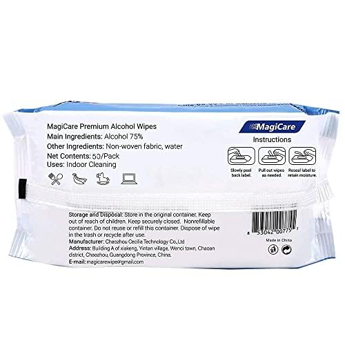 MagiCare wipes beside a phone screen for electronics cleaning.
