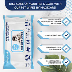 MAGICARE wipes clean paws, faces, and ears safely on dogs and cats