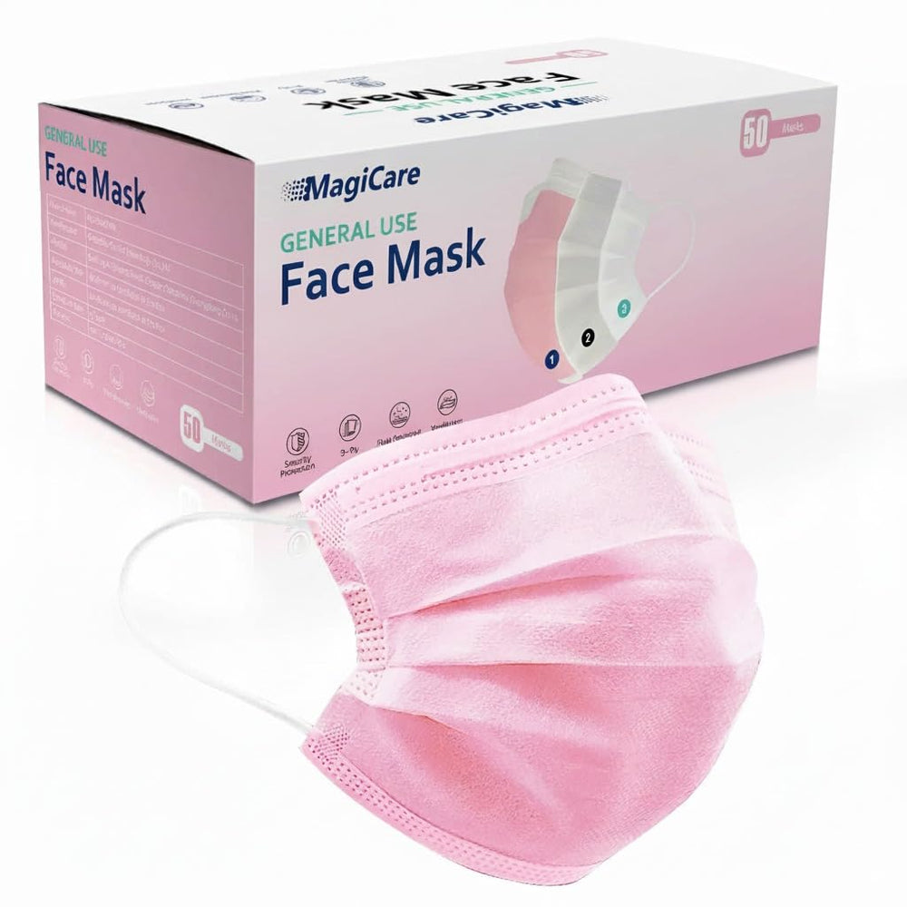 MAGICARE pink disposable mask 3-ply pack for daily protection and comfort