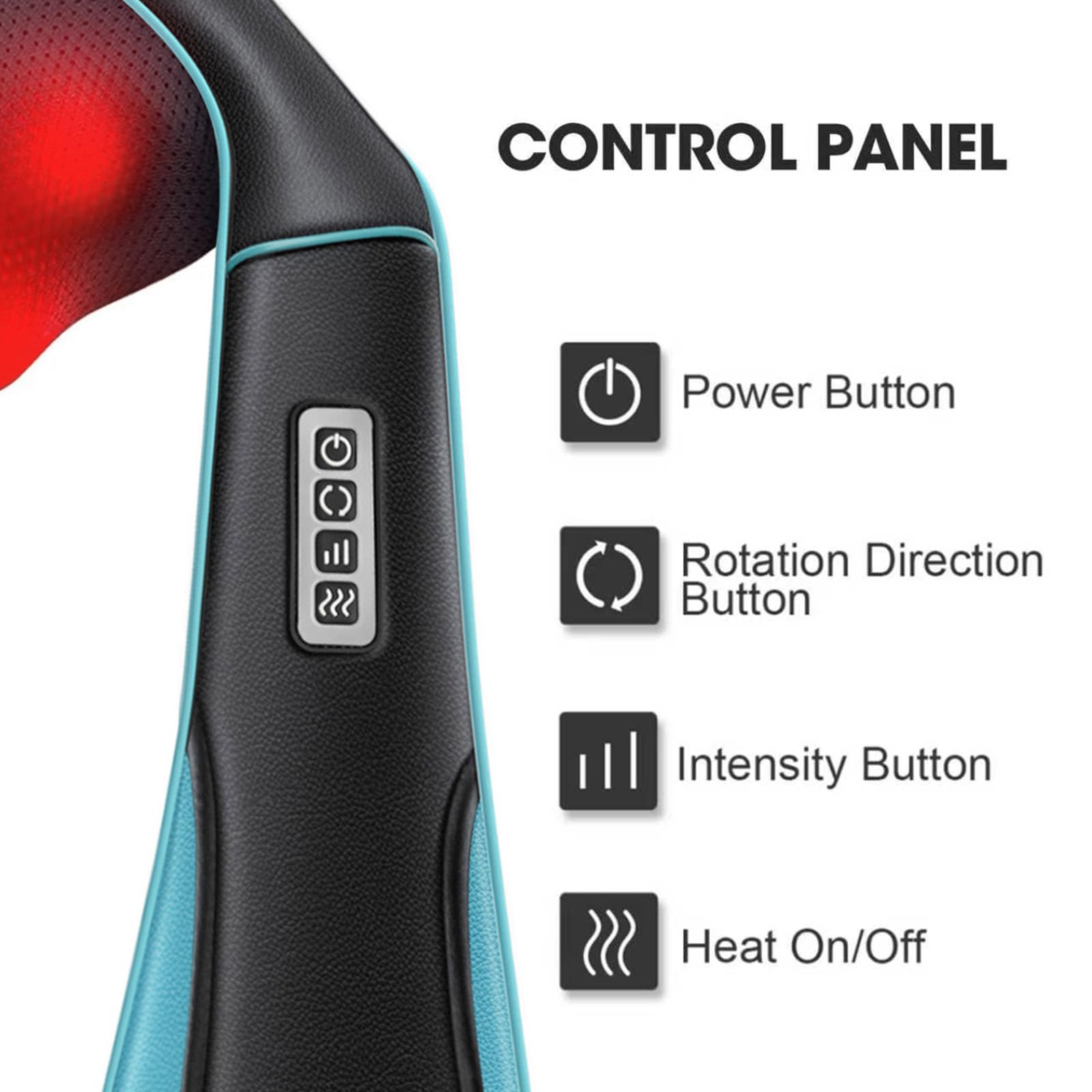 MagicMakers Shiatsu Neck Massager breathable mesh and PU leather for comfortable heat distribution.