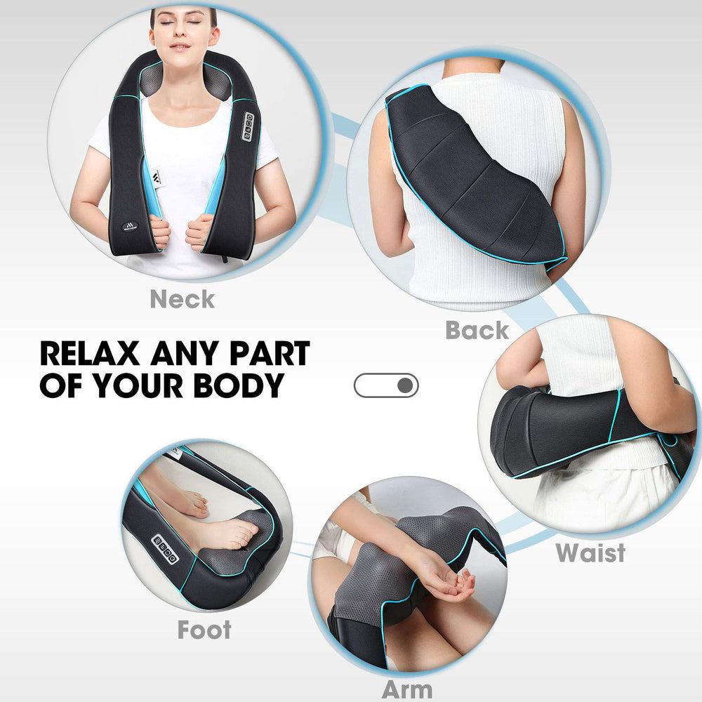 MagicMakers Shiatsu Neck Massager car adapter enables on the go massages.