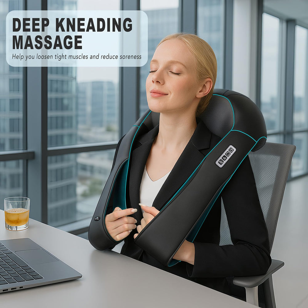 MagicMakers Shiatsu Neck Massager heat function in action provides comforting warmth.