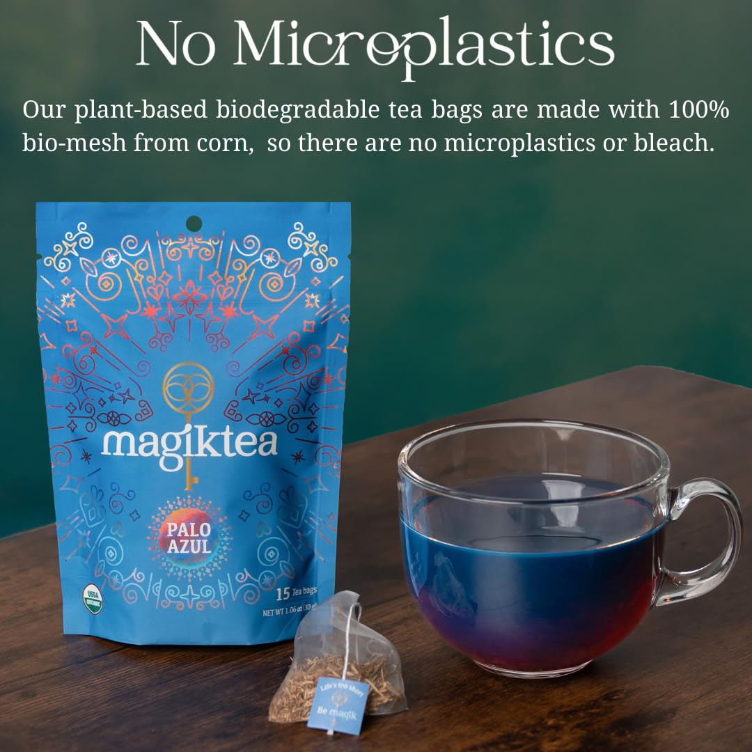 Magiktea Palo Azul bio-mesh bags reduce plastic exposure for eco brewing