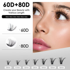 Magnetic SL 60D and 80D cluster lashes 10-16mm for varied styles.
