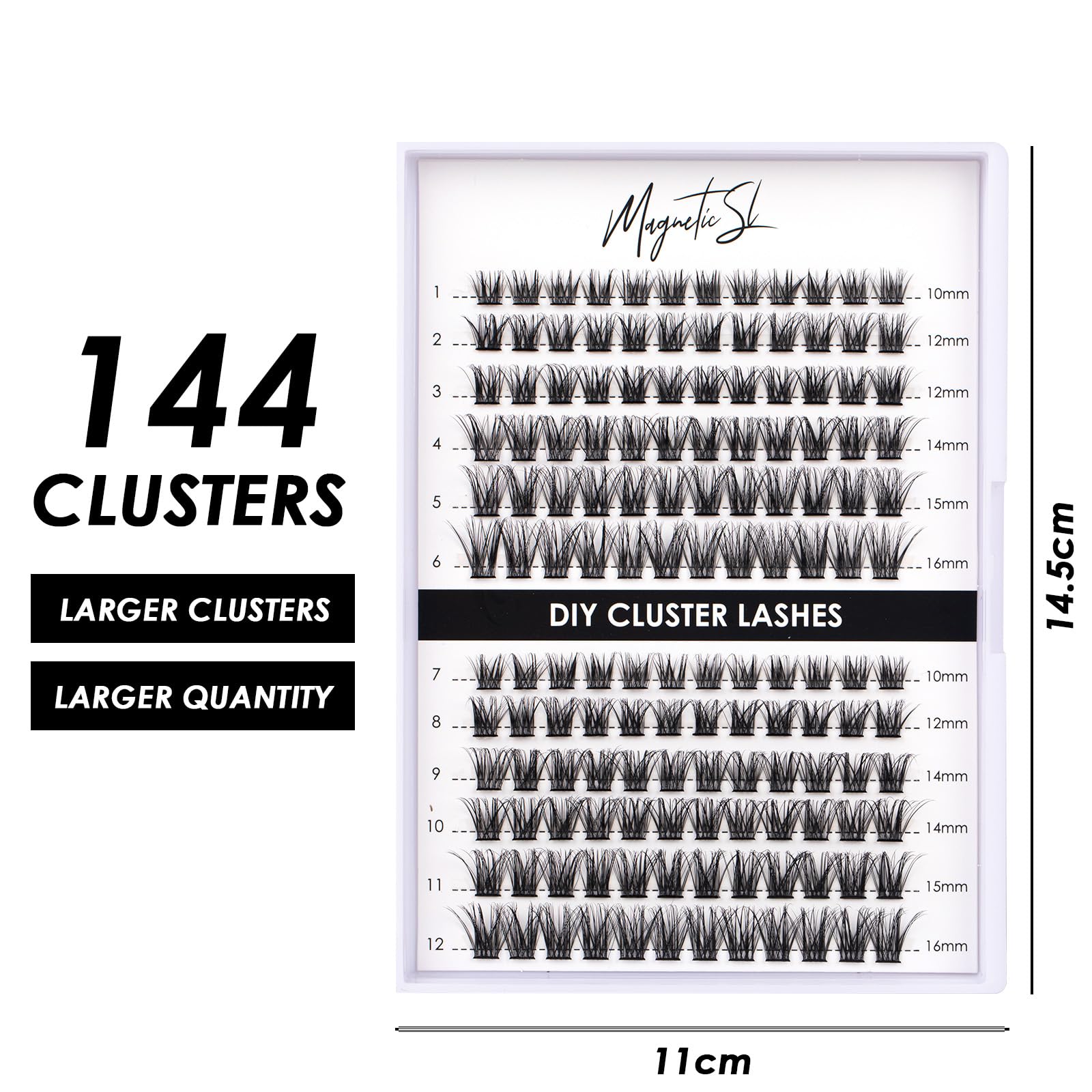 Magnetic SL Lash Clusters mixed-length bands close-up for versatile cat-eye styles.
