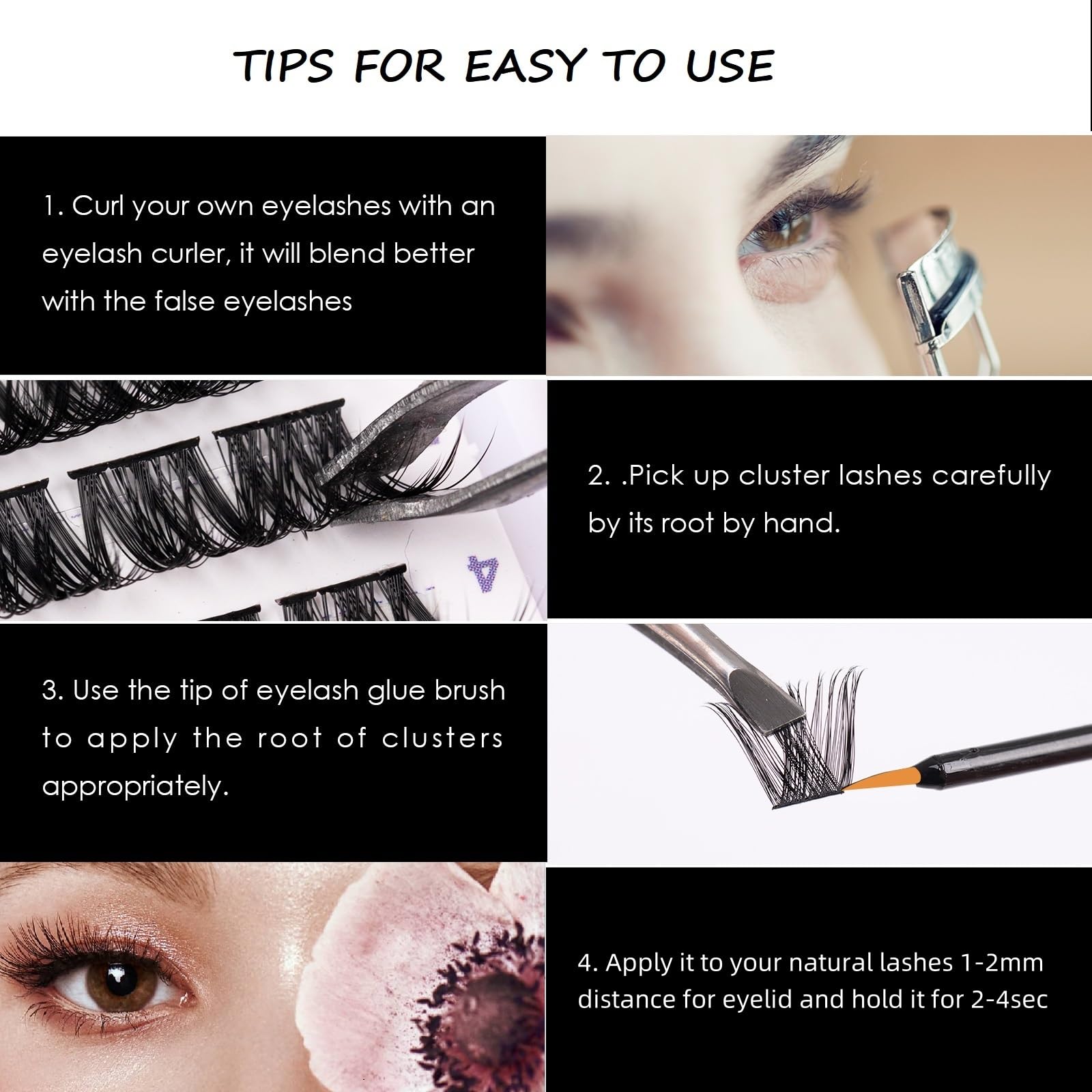 Magnetic SL lash clusters natural look blended with real lashes for daytime wear.