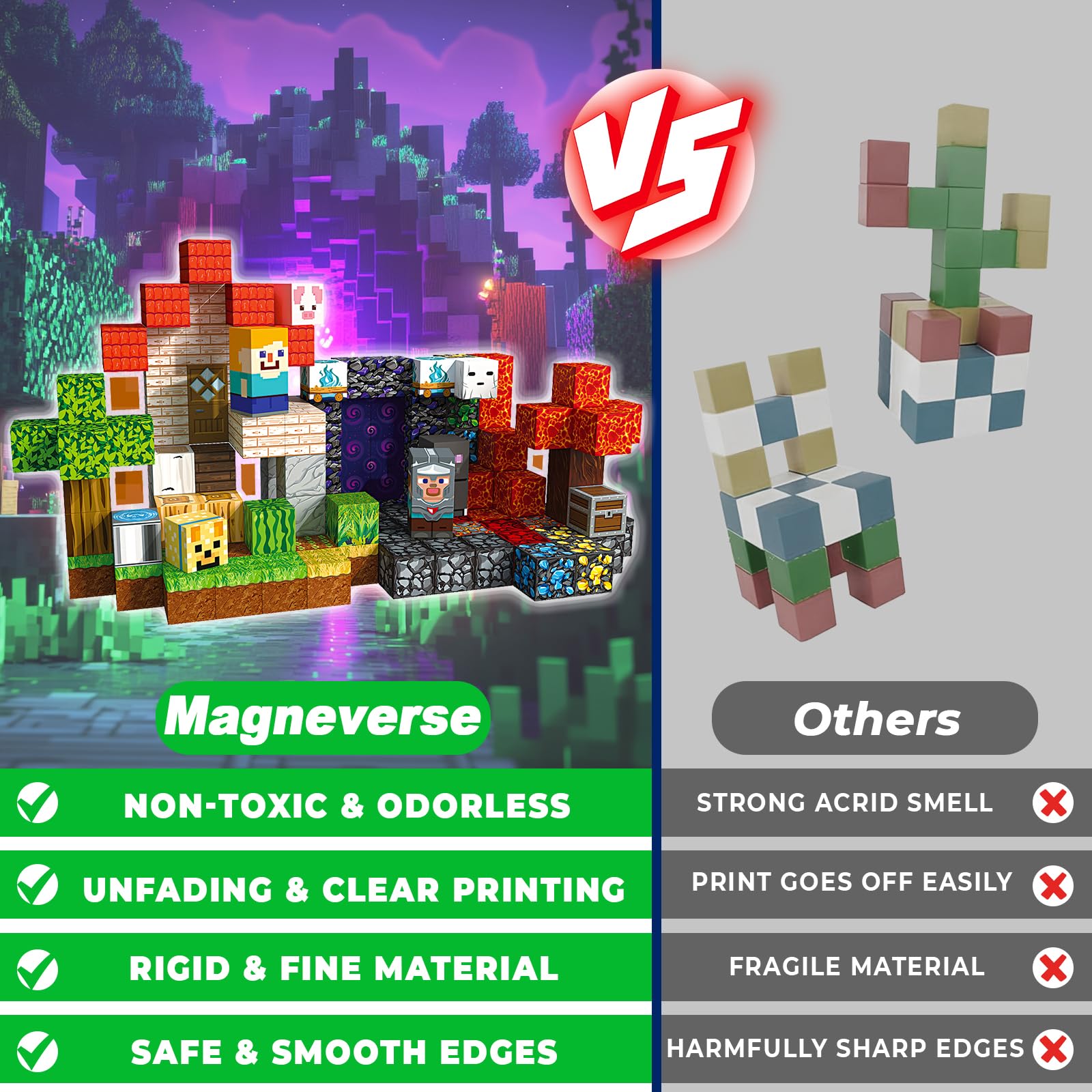 Magneverse strong magnets click securely for stable constructions.