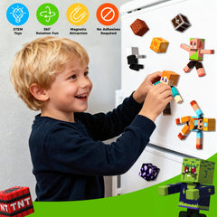 Magneverse magnet-enabled figure adheres to a fridge for classroom or home display