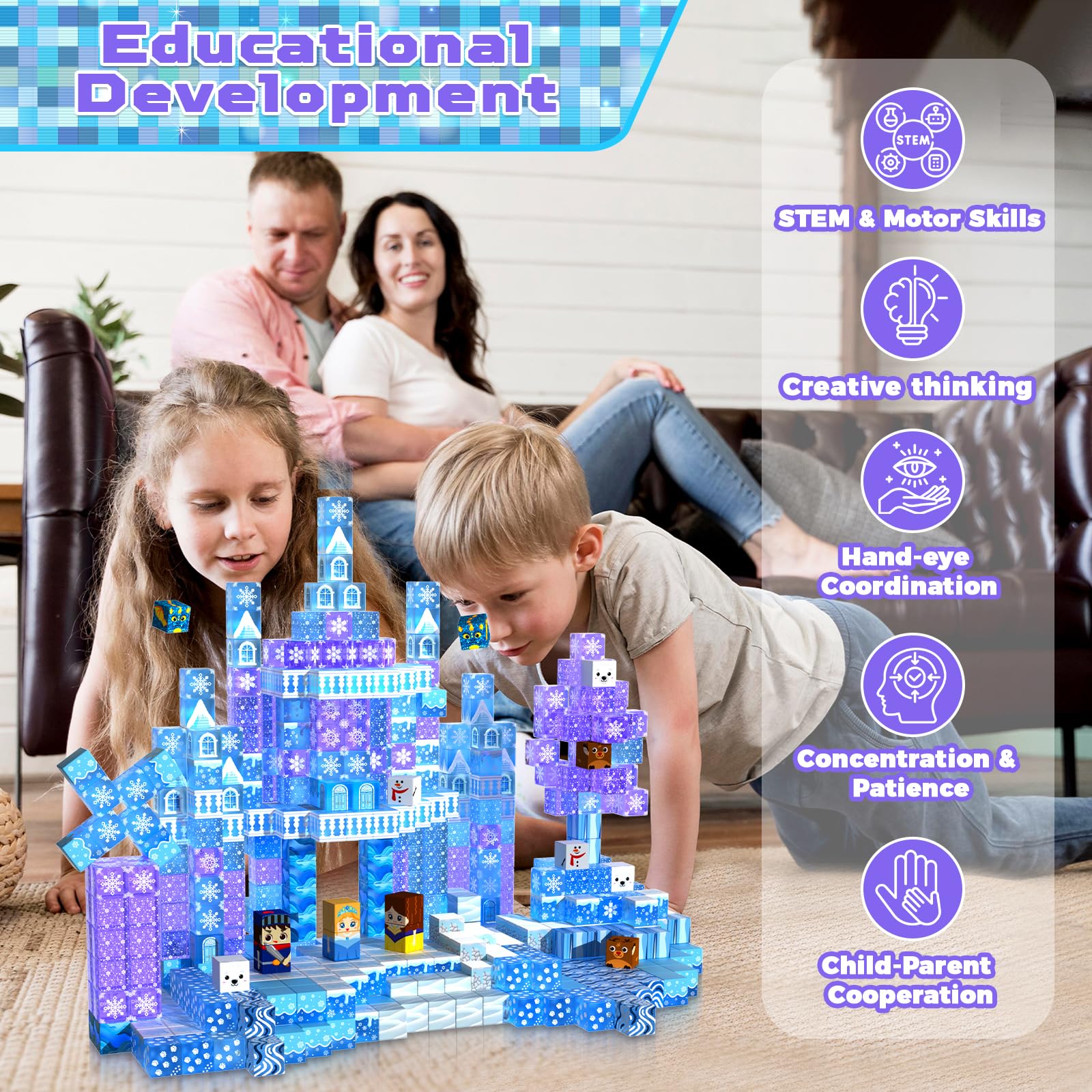 Magneverse winter-themed builds spark winter wonderland creativity in kids.
