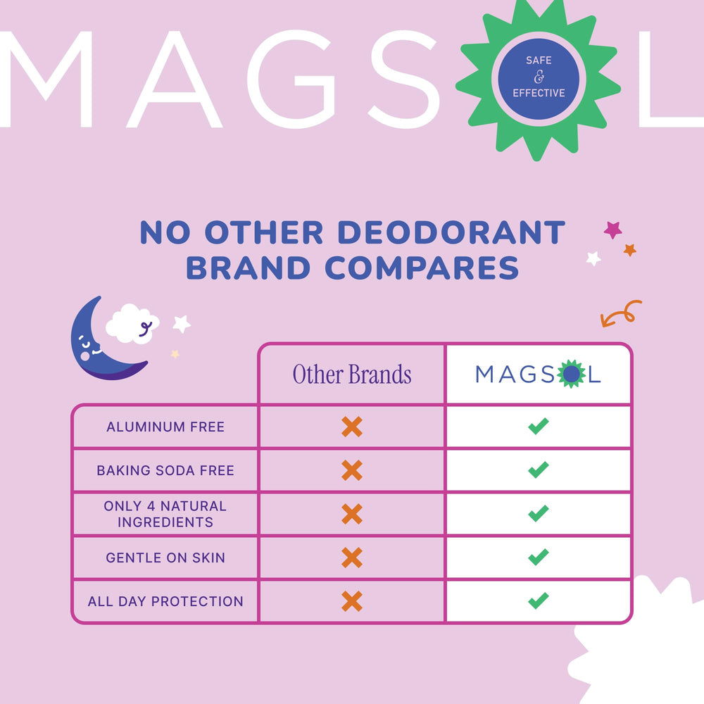 MagSol Enchanted Dreamer deodorant label packaging highlights gentle, aluminum-free formula.