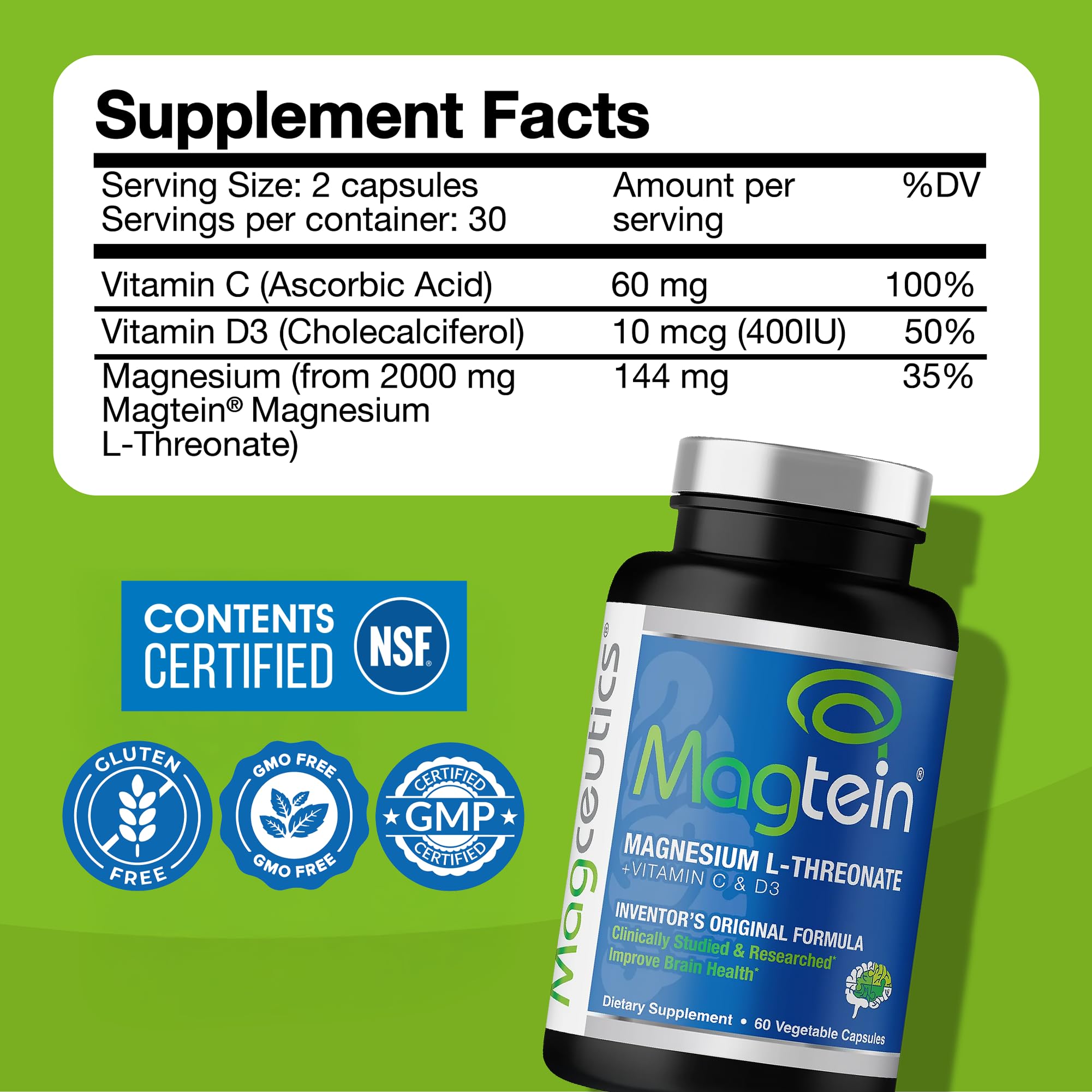 Magtein evening routine bottle for restful sleep support.