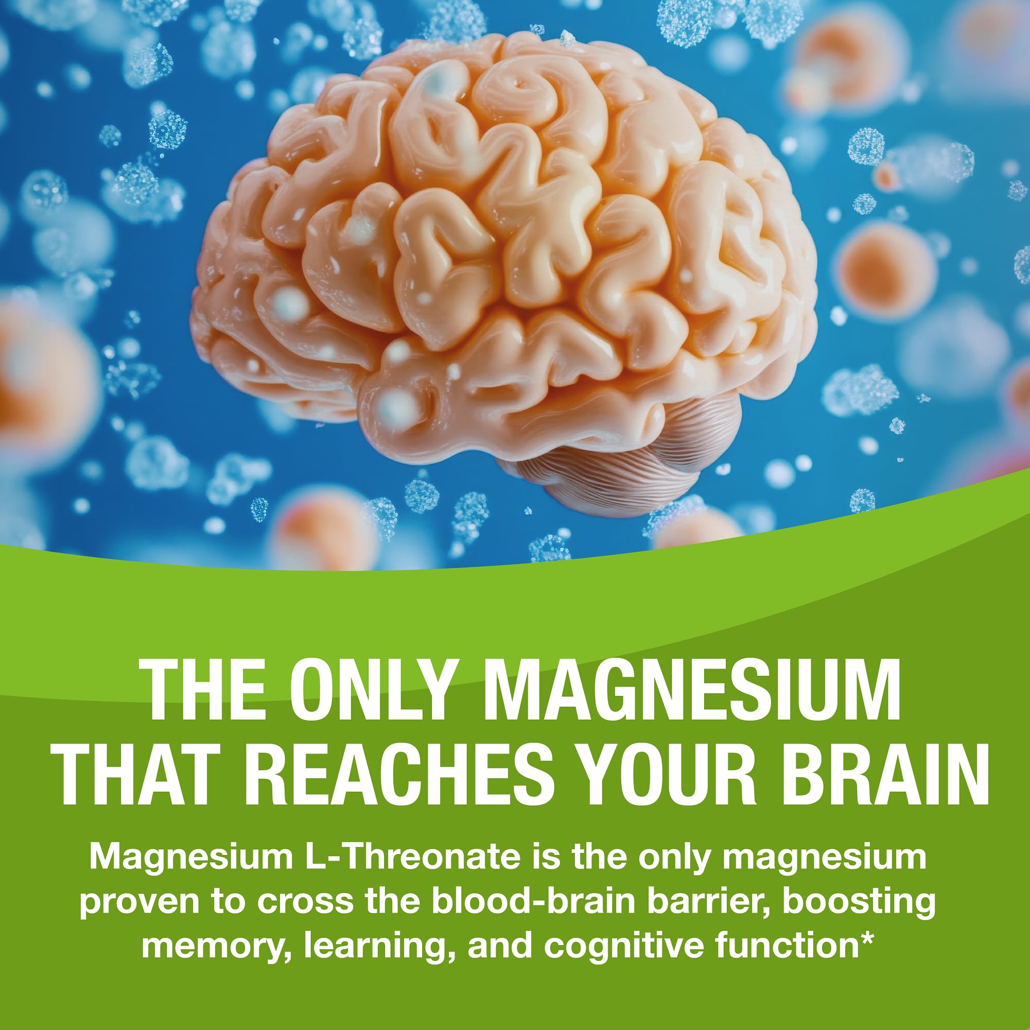 Magtein ingredients with vitamins C and D suggest enhanced absorption.