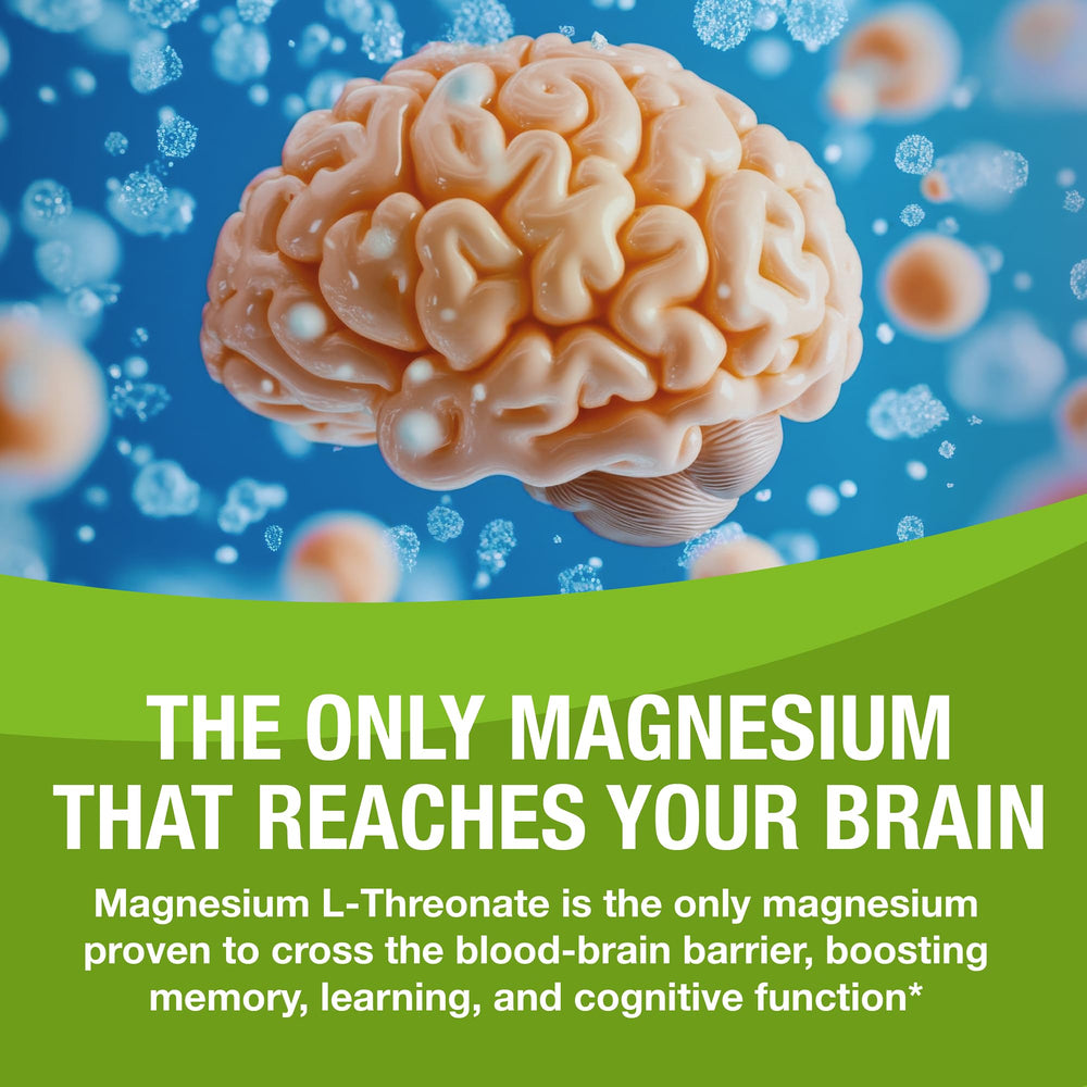 Magtein ingredients with vitamins C and D suggest enhanced absorption.