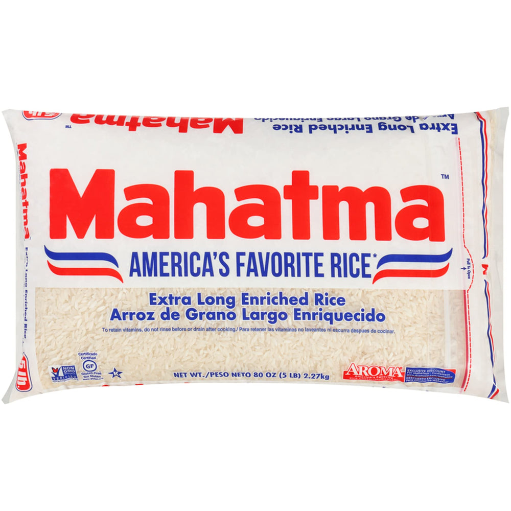 Mahatma Extra-Long-Grain Rice 5lb bag for everyday, fluffy results.