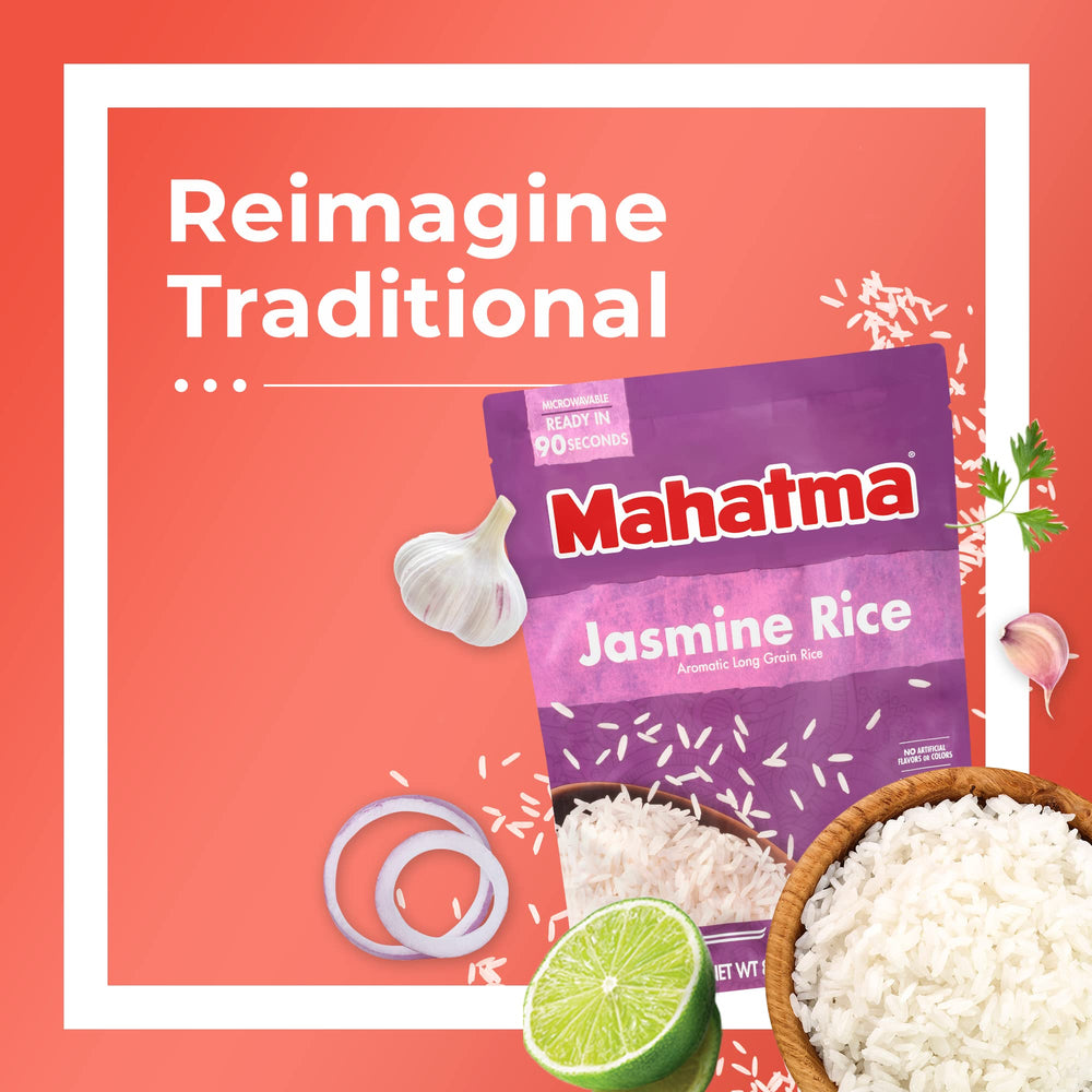Mahatma Jasmine Rice with fluffy steam ideal for bowls and sides.