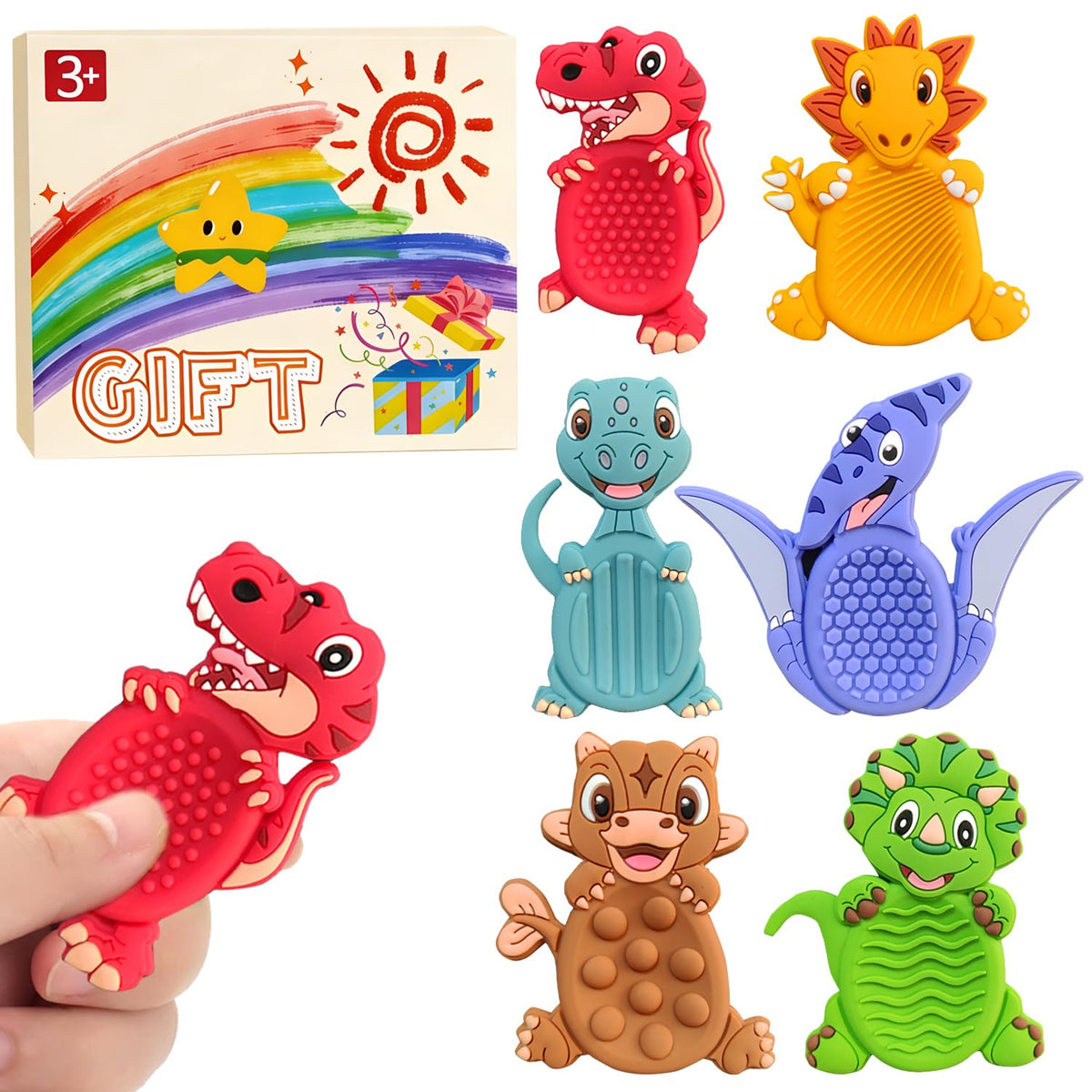 MAHMLOW dinosaur fidget toy front view promotes focused play and sensory engagement.
