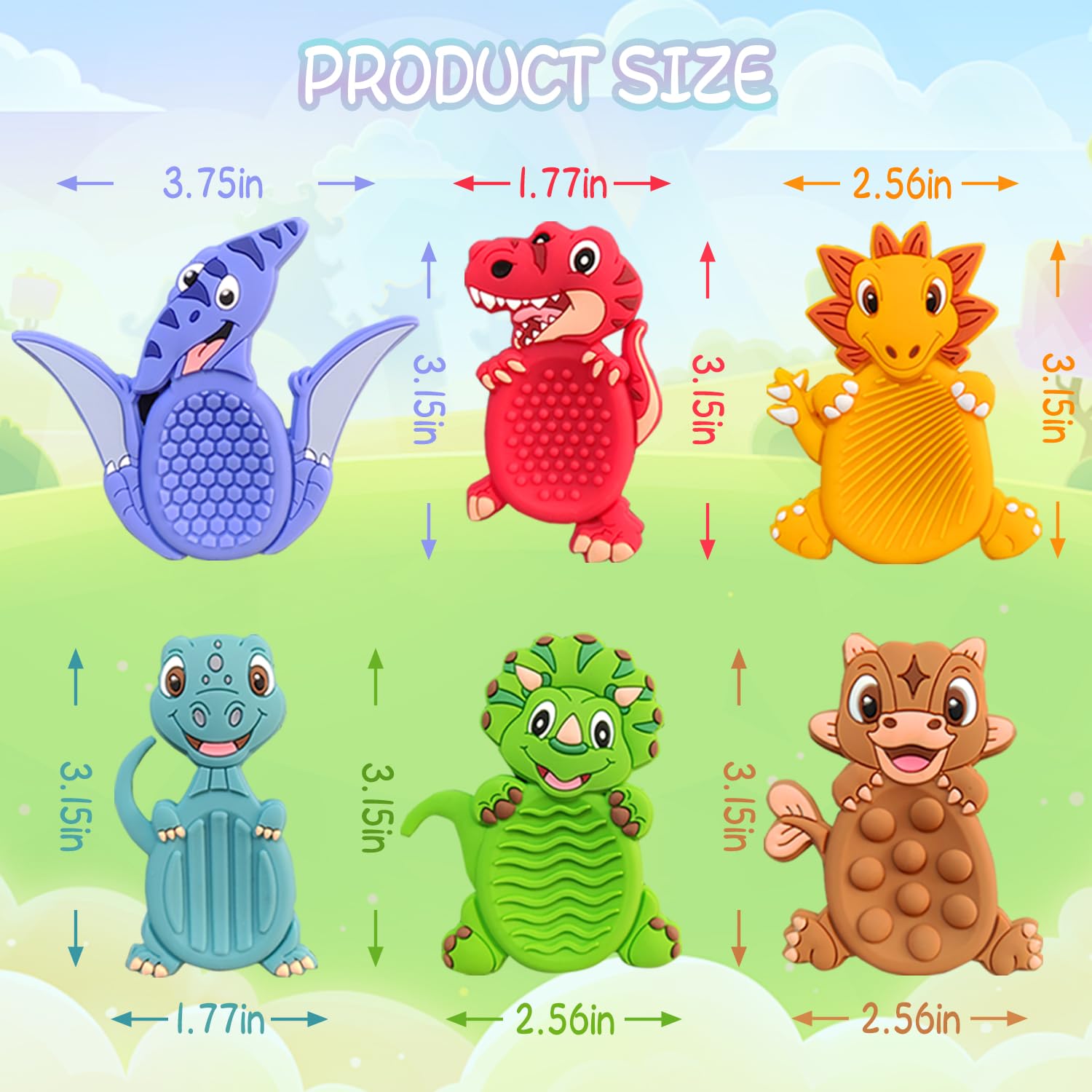 MAHMLOW dinosaur fidget toy side texture highlights soft silicone for calm moments.
