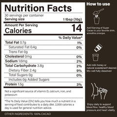 MAÏA cacao powder scoop highlighting flavanols and energy support.