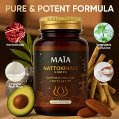 Maia Nattokinase label info shows plant-based, sugar-free formula