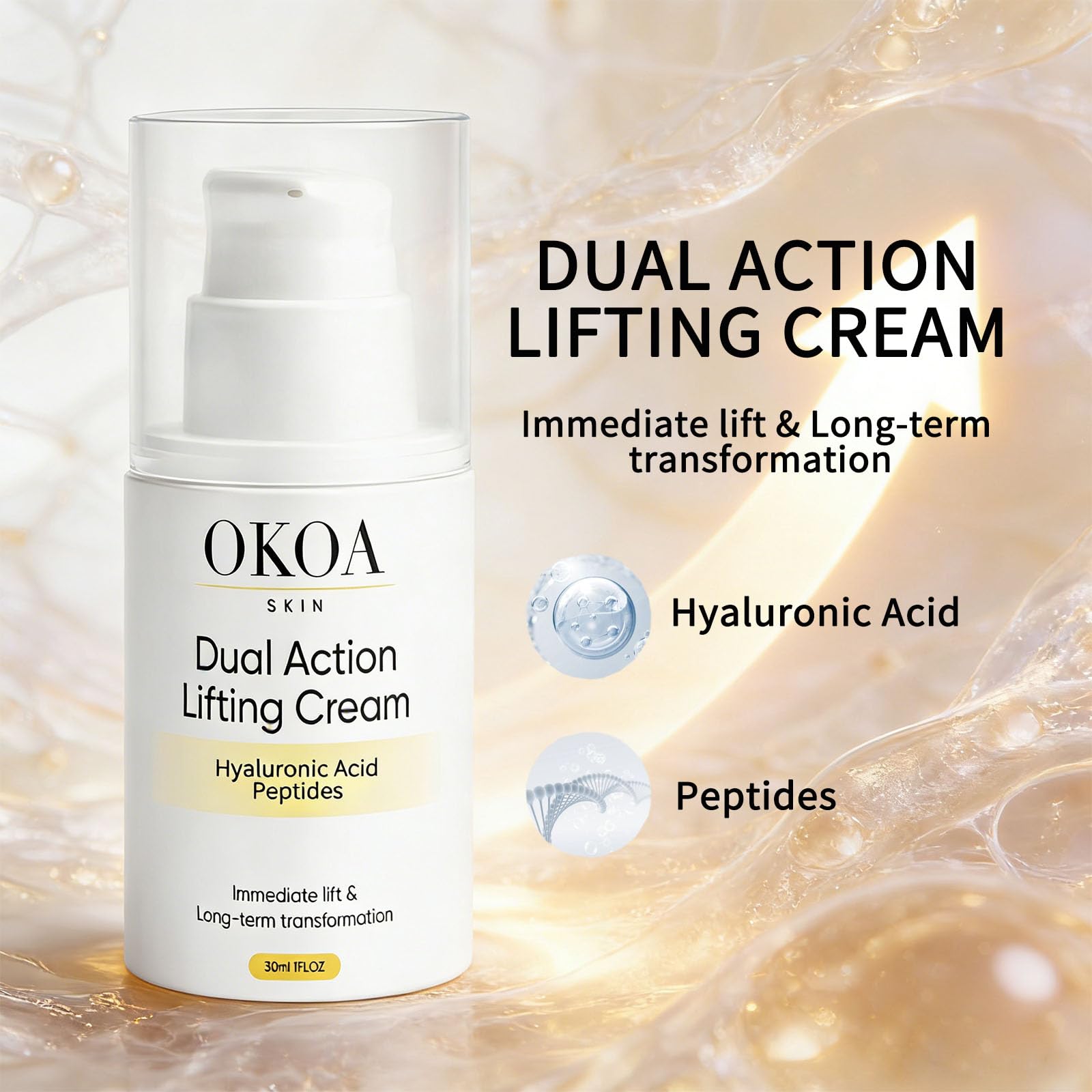 Maidlure OKOA Skin texture shot of rich hydrating cream on skin