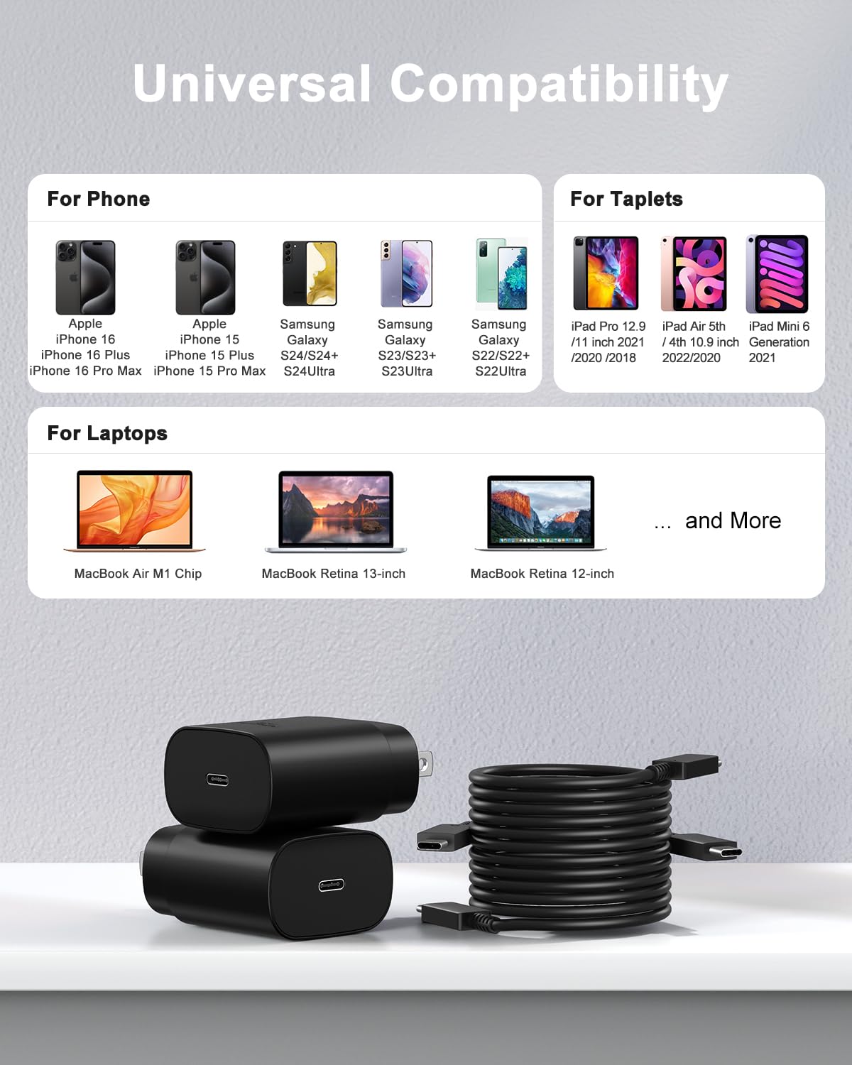 MAILESI smart-chip USB-C cable automatically matches device power needs.
