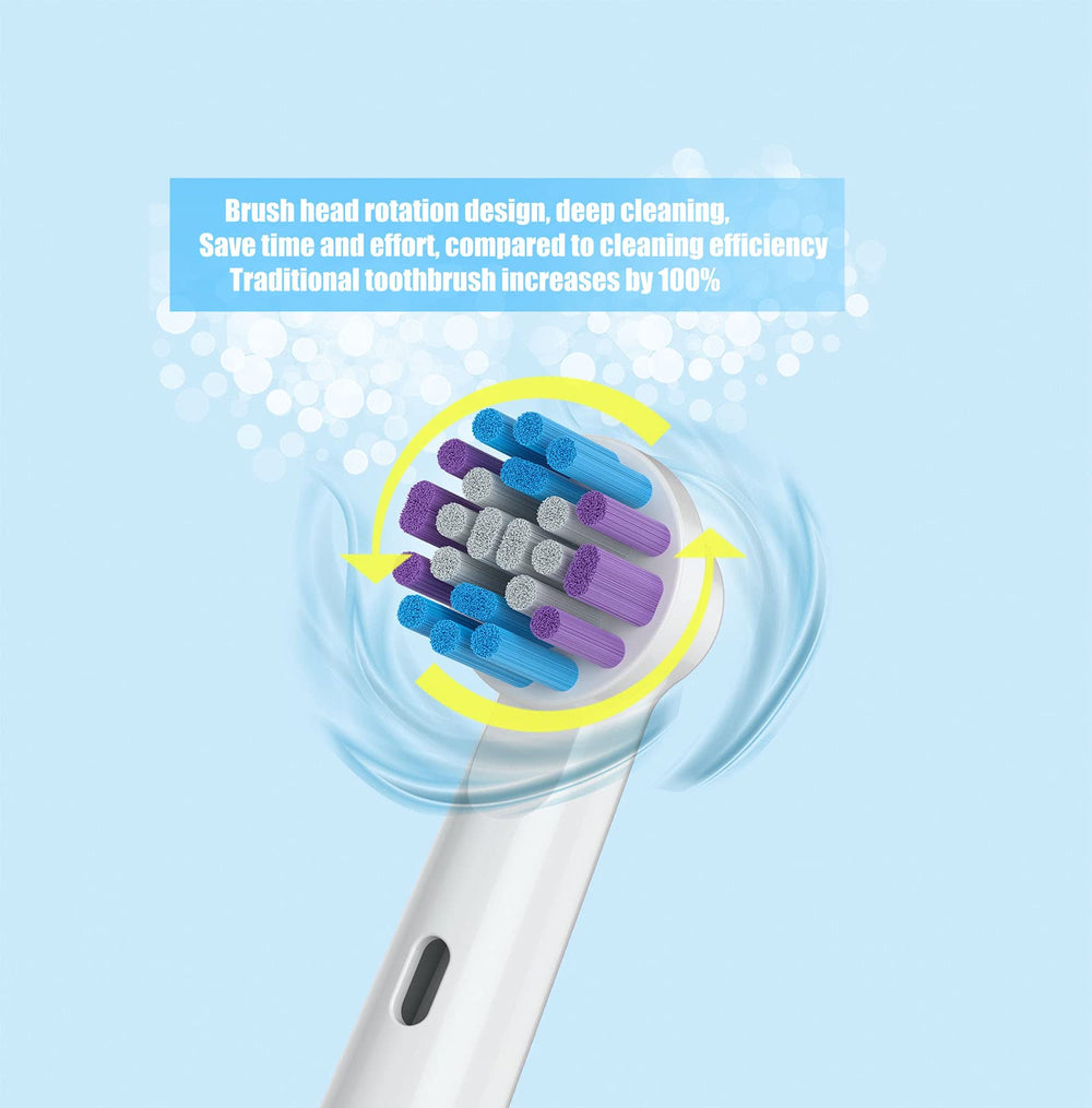Mailink four-pack heads mounted on an Oral-B handle during routine brushing.