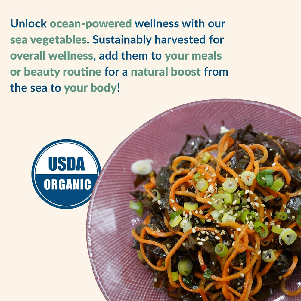 Maine Coast Sea Vegetables dulse leaf snack bite for on-the-go cravings.