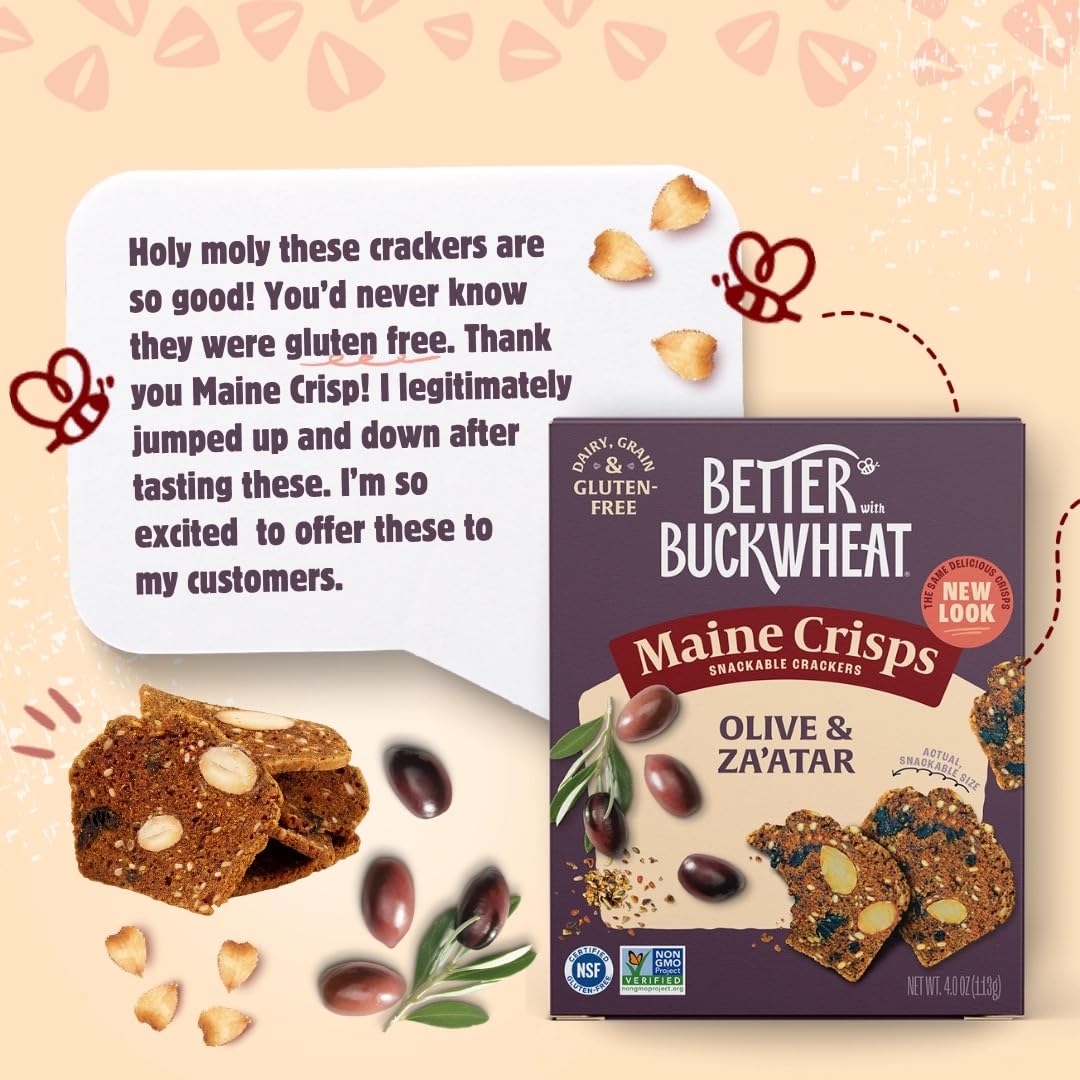 Maine Crisp olives crisps paired with jam for a sweet-savory snack.
