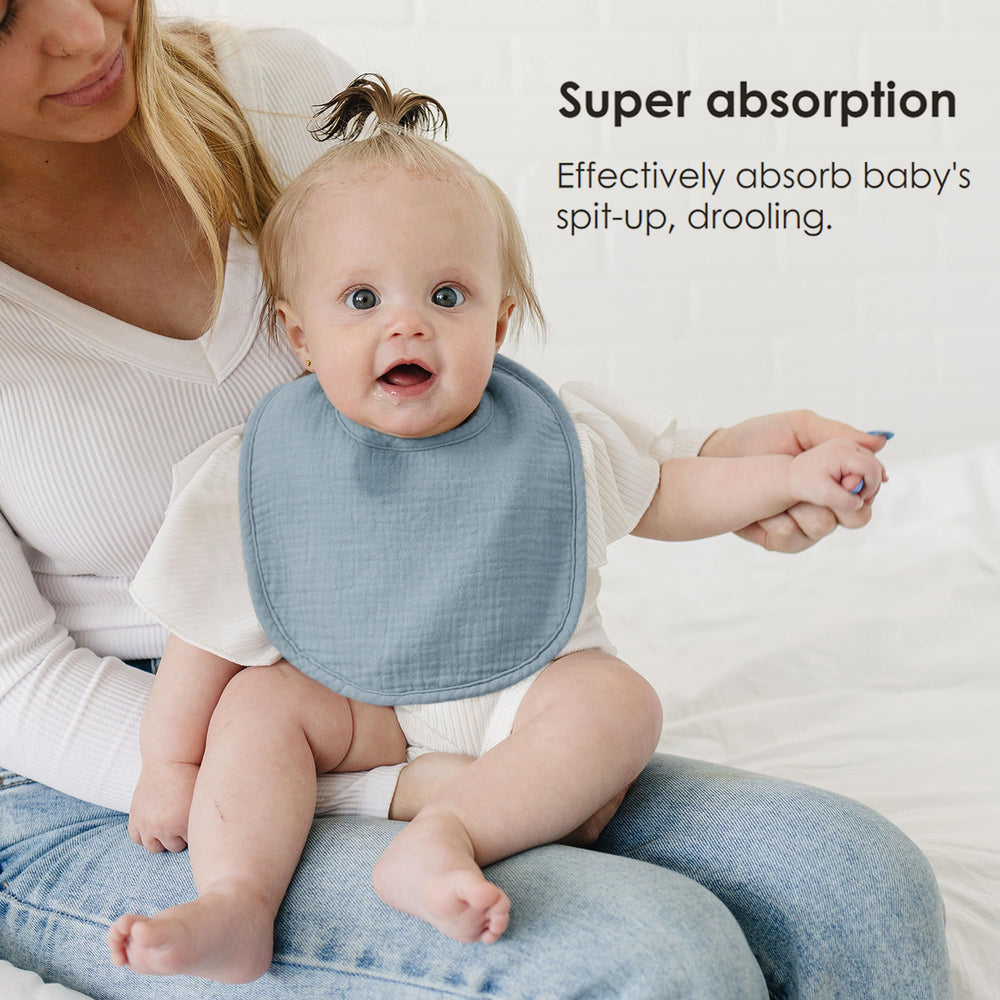 MairMore bib adjustable with nickel-free snaps for newborn to toddler fit