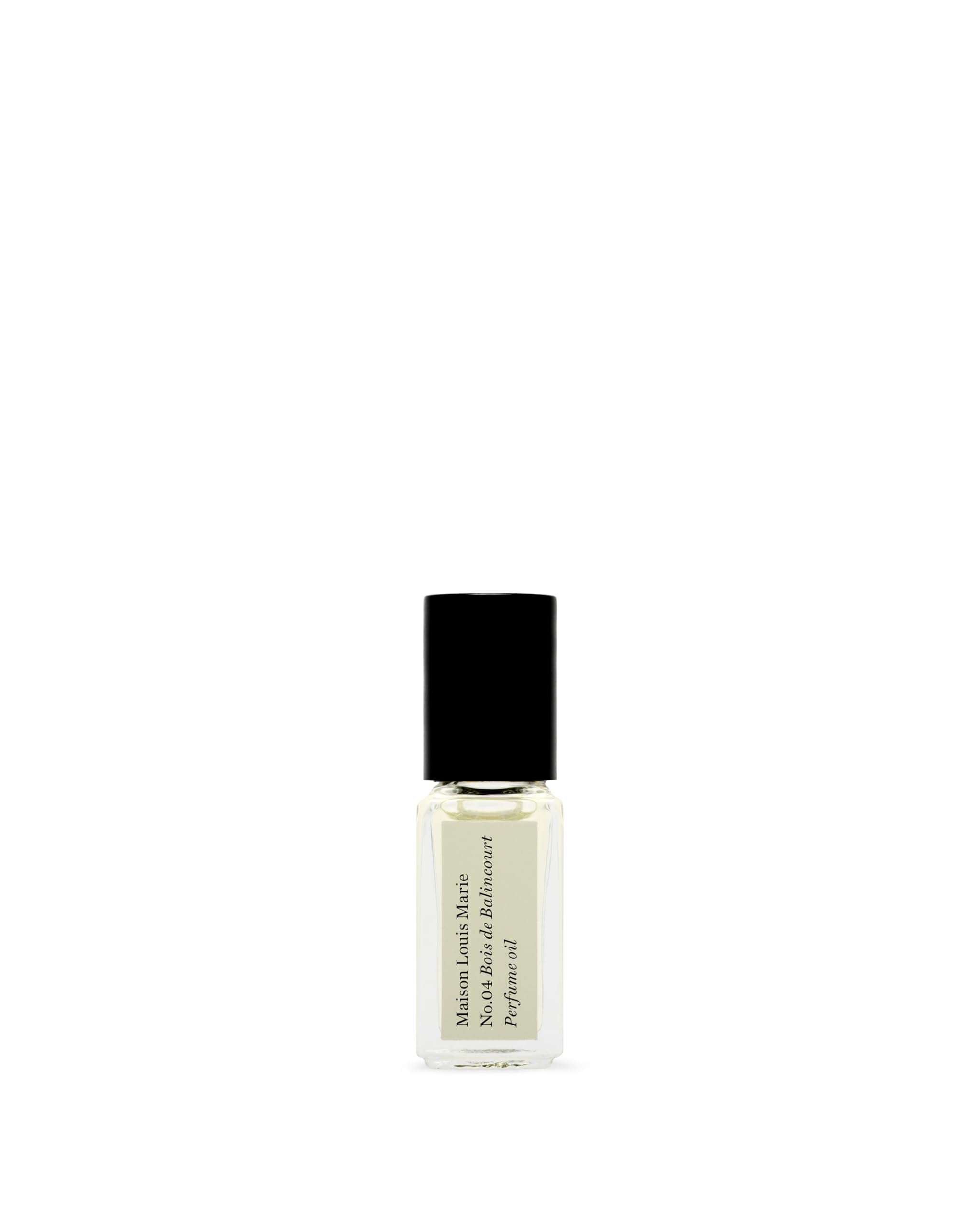 Maison Louis Marie No.04 Bois de Balincourt roll-on bottle close-up for on-the-go fragrance.