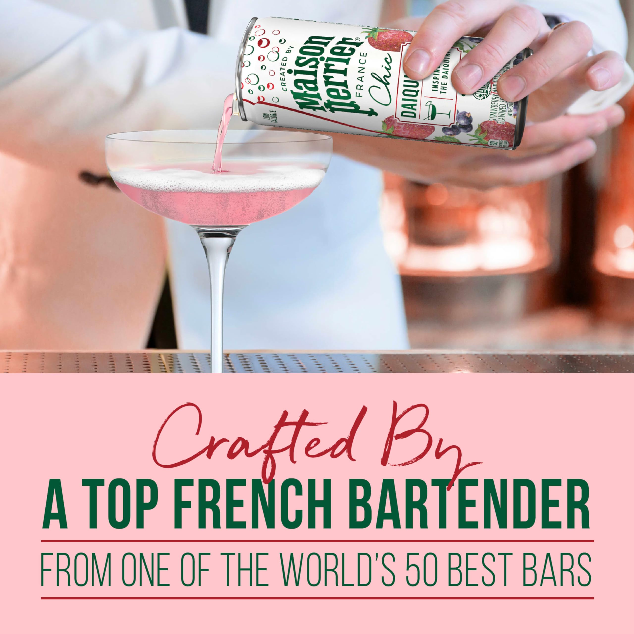 Maison Perrier Chic Peach Spritzer bottle, fruity and bright.