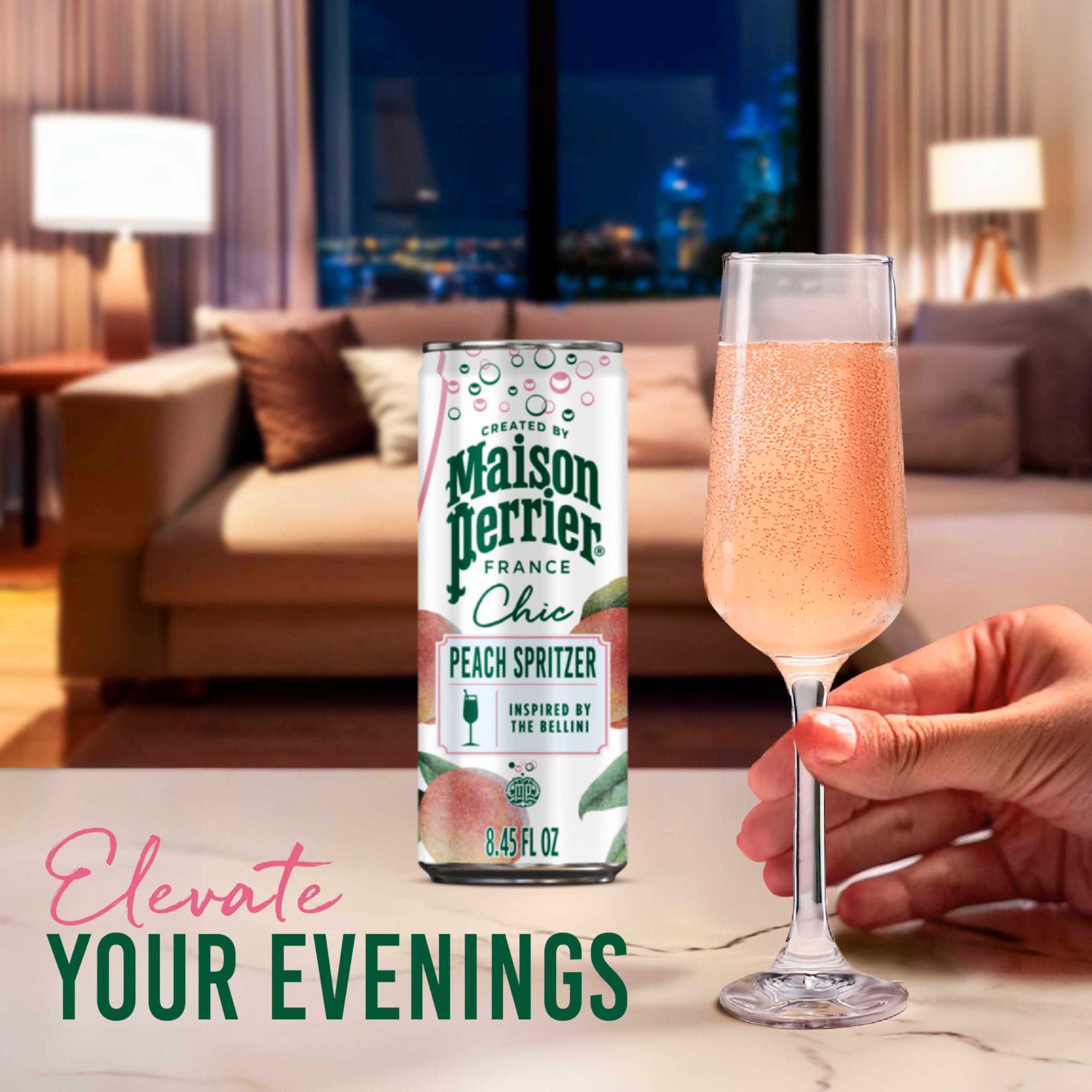 Maison Perrier Chic Pina Fizz pour over ice for a zesty sip.