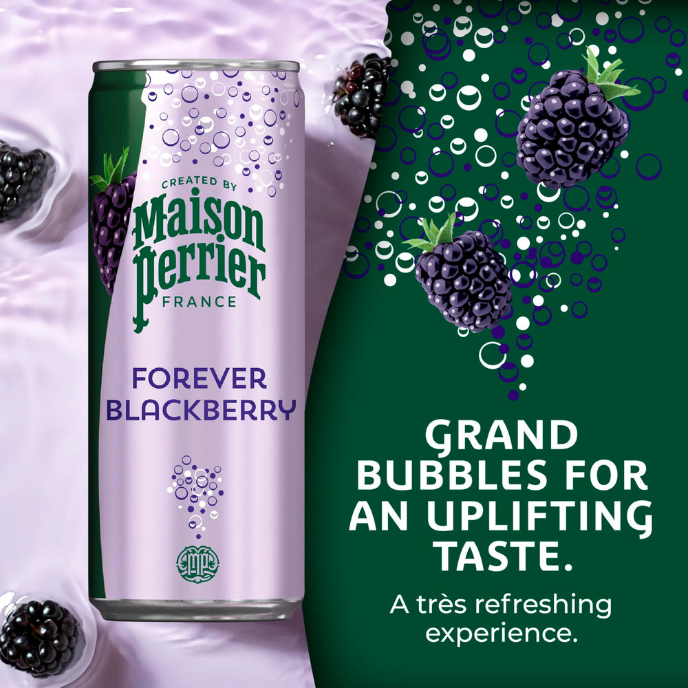 Maison Perrier Forever Blackberry label close-up highlights natural flavor.