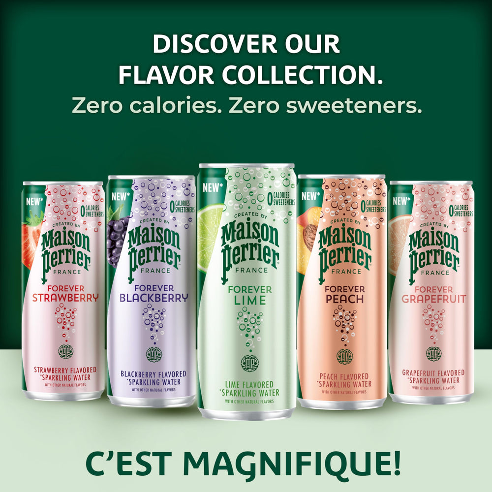 Maison Perrier Forever Blackberry can with bold bubbles ideal for mocktails.
