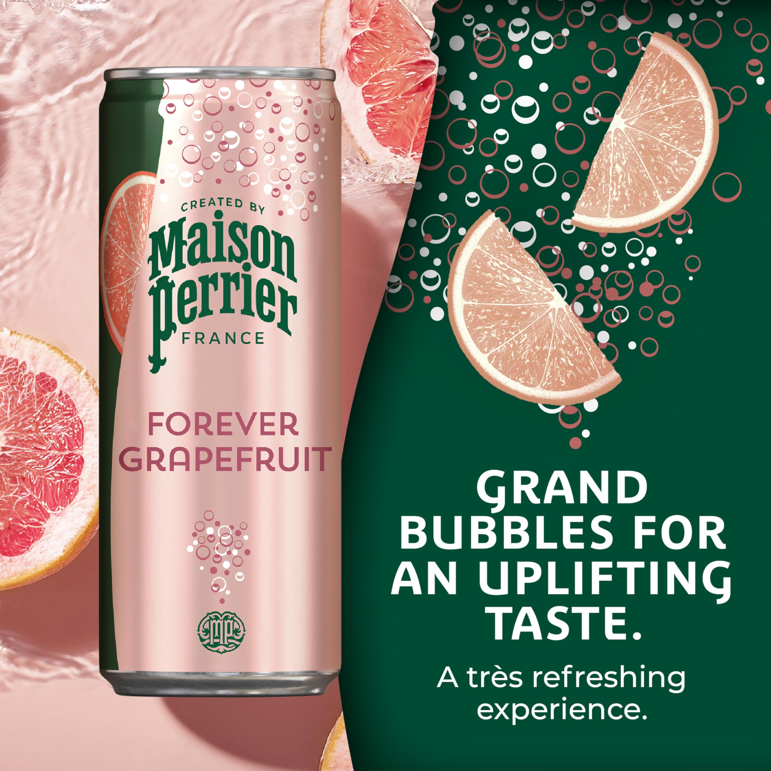 Maison Perrier Forever Grapefruit pack 3x8, convenient on-the-go refreshment.