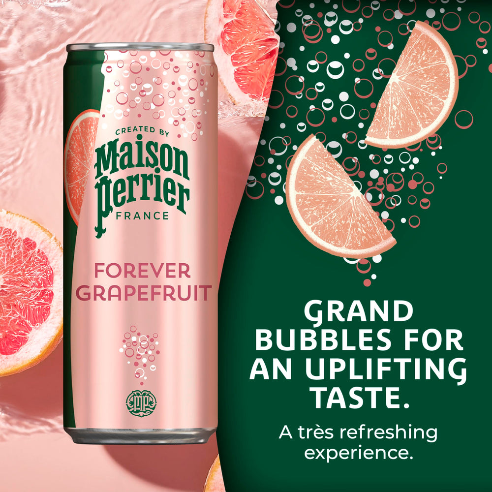 Maison Perrier Forever Grapefruit pack 3x8, convenient on-the-go refreshment.