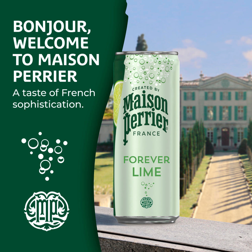 Maison Perrier Forever Lime can chilled for peak refreshment during workouts or breaks.