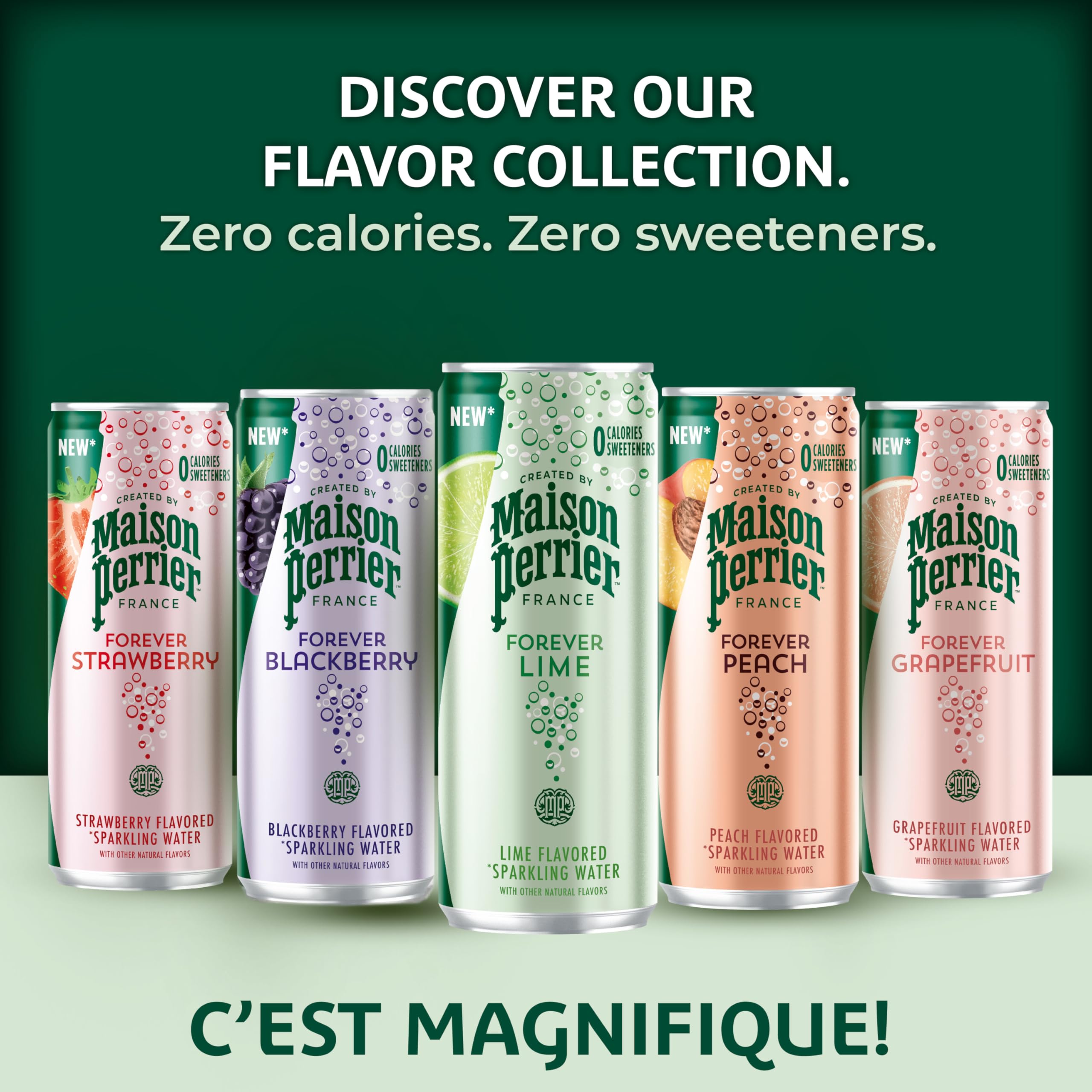 Chilled can of Maison Perrier Forever Peach on a sunny day.
