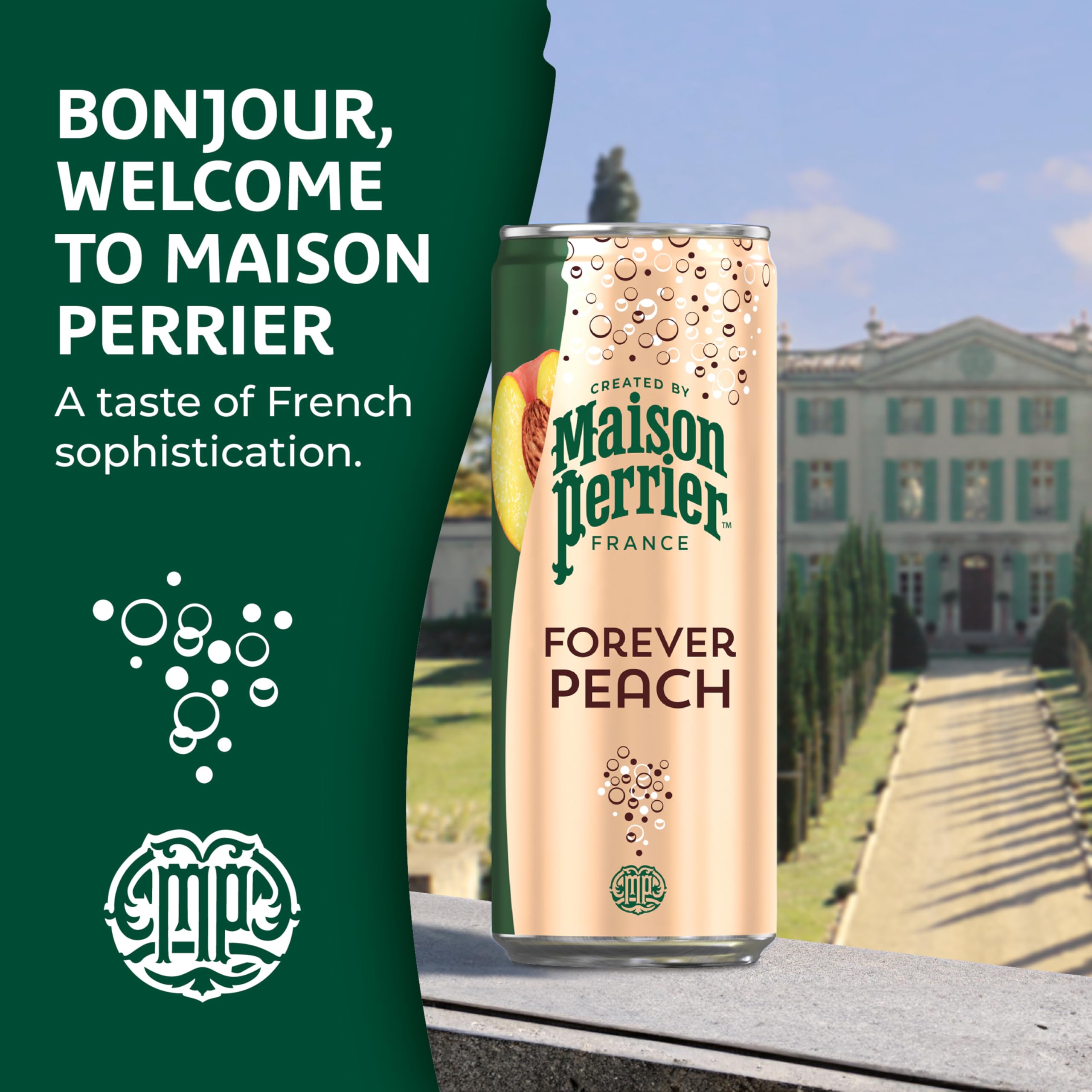 Peach-flavored Maison Perrier as a lighter alternative to sugary cola.