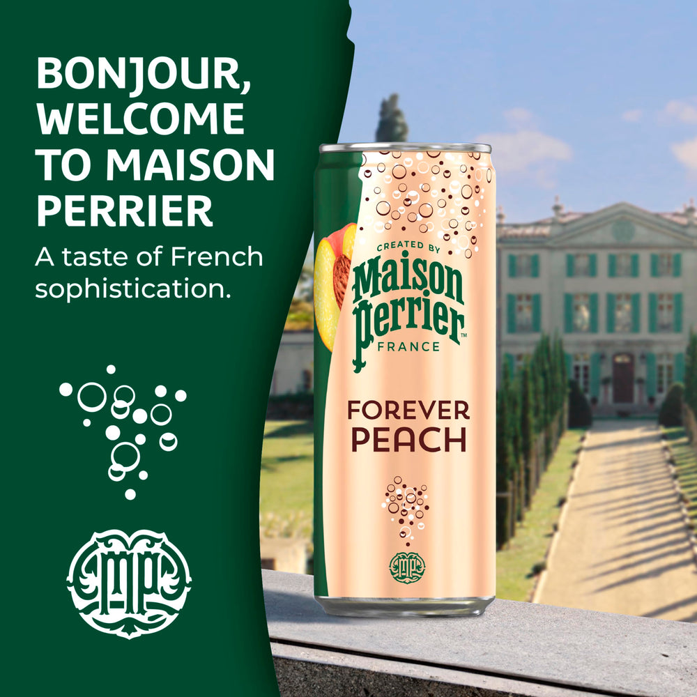 Peach-flavored Maison Perrier as a lighter alternative to sugary cola.