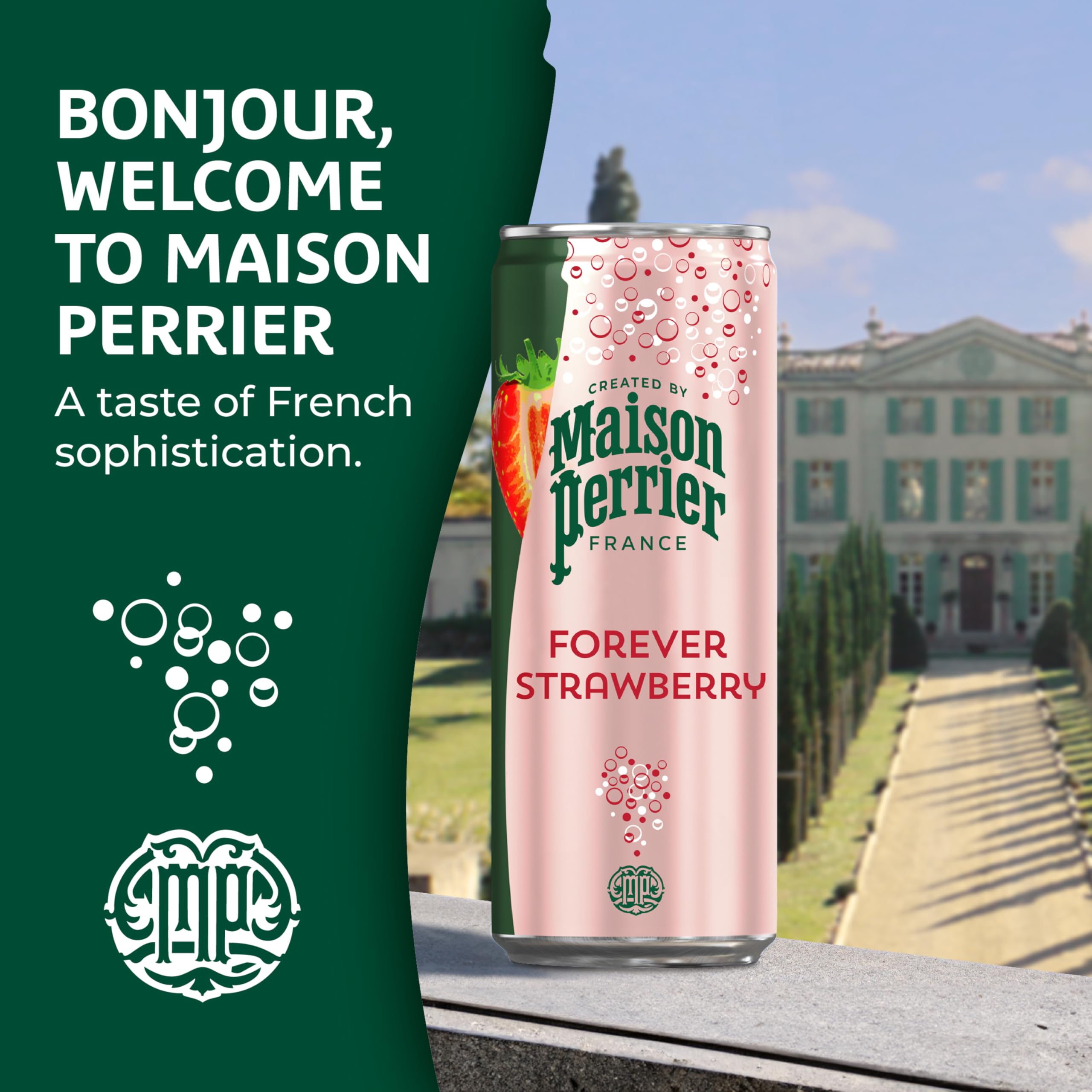 Maison Perrier Forever Strawberry pack of cans, convenient three-pack.