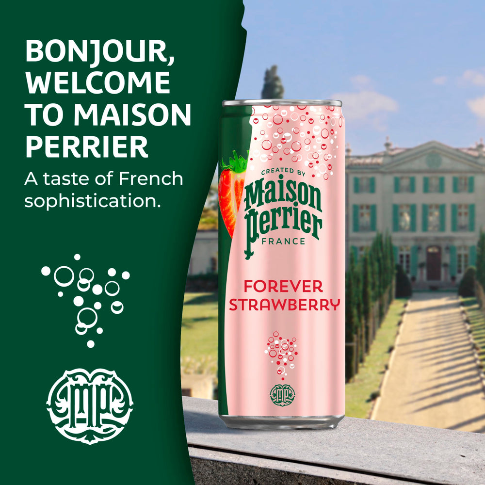 Maison Perrier Forever Strawberry pack of cans, convenient three-pack.