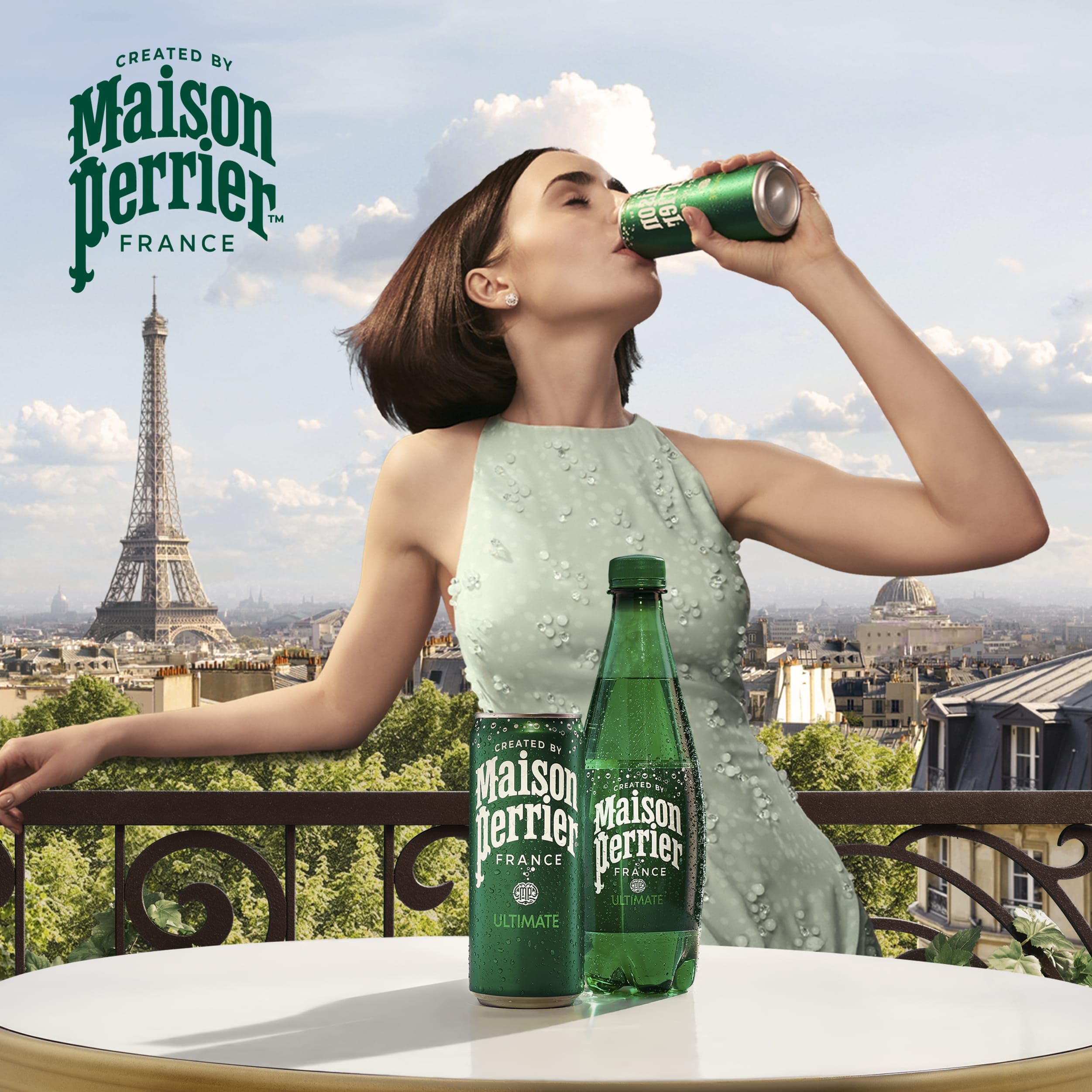 Close-up of bubbles in Maison Perrier Ultimate Sparkling Water.