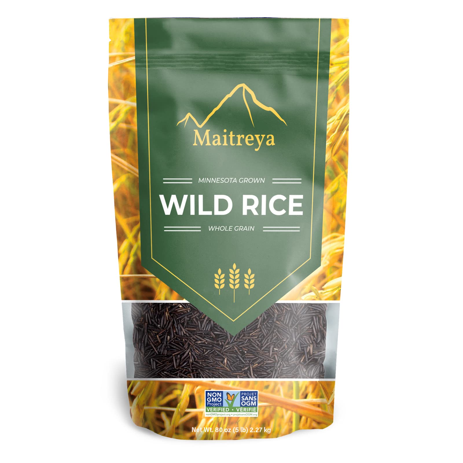 MAITREYA Minnesota wild rice 5lb bag ready for wholesome meals.