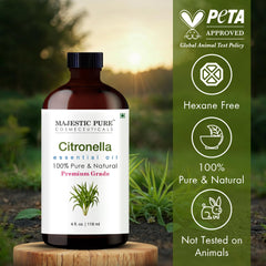 Majestic Pure citronella oil close-up showing color and clarity