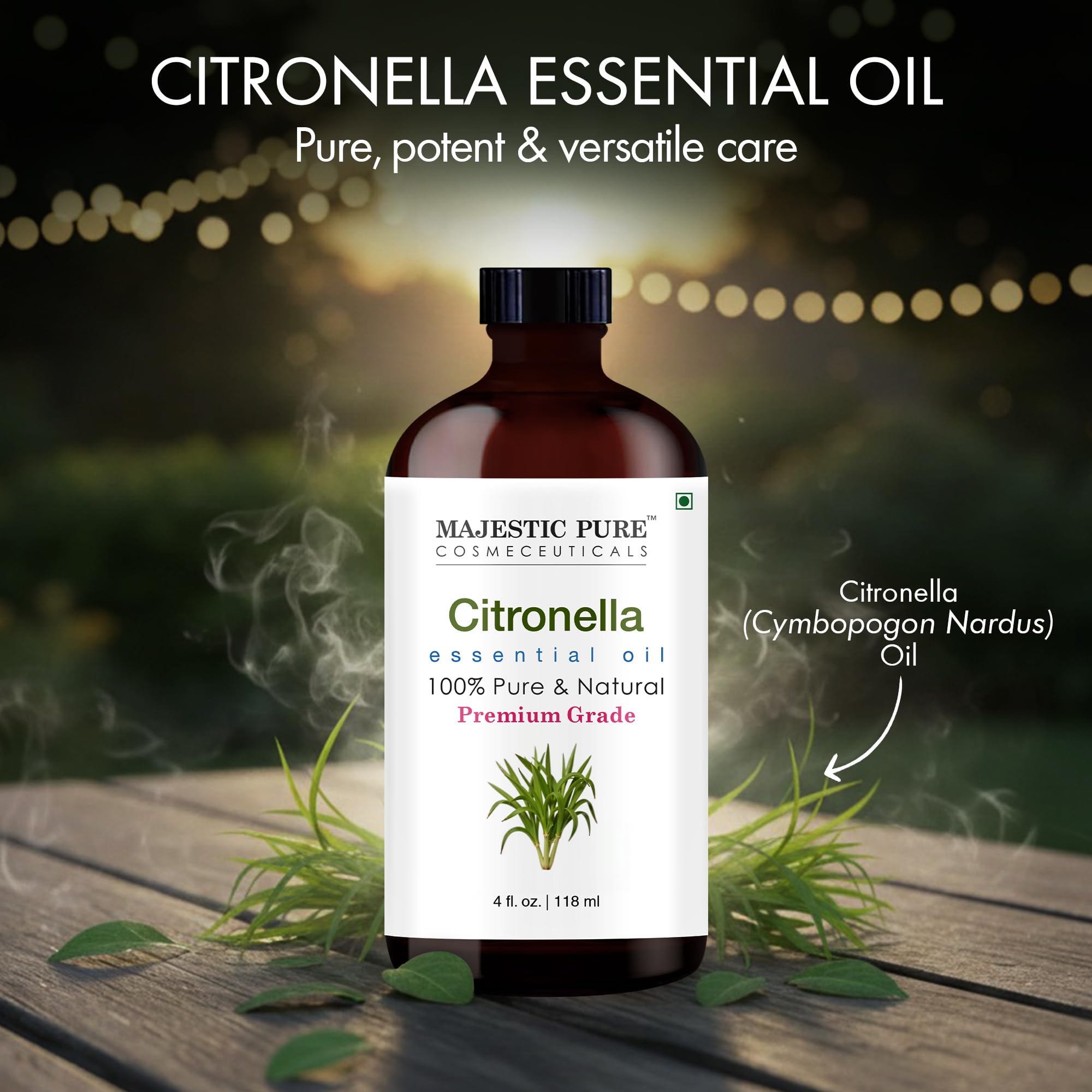 Majestic Pure citronella oil dropper cap for precise, waste-free pouring